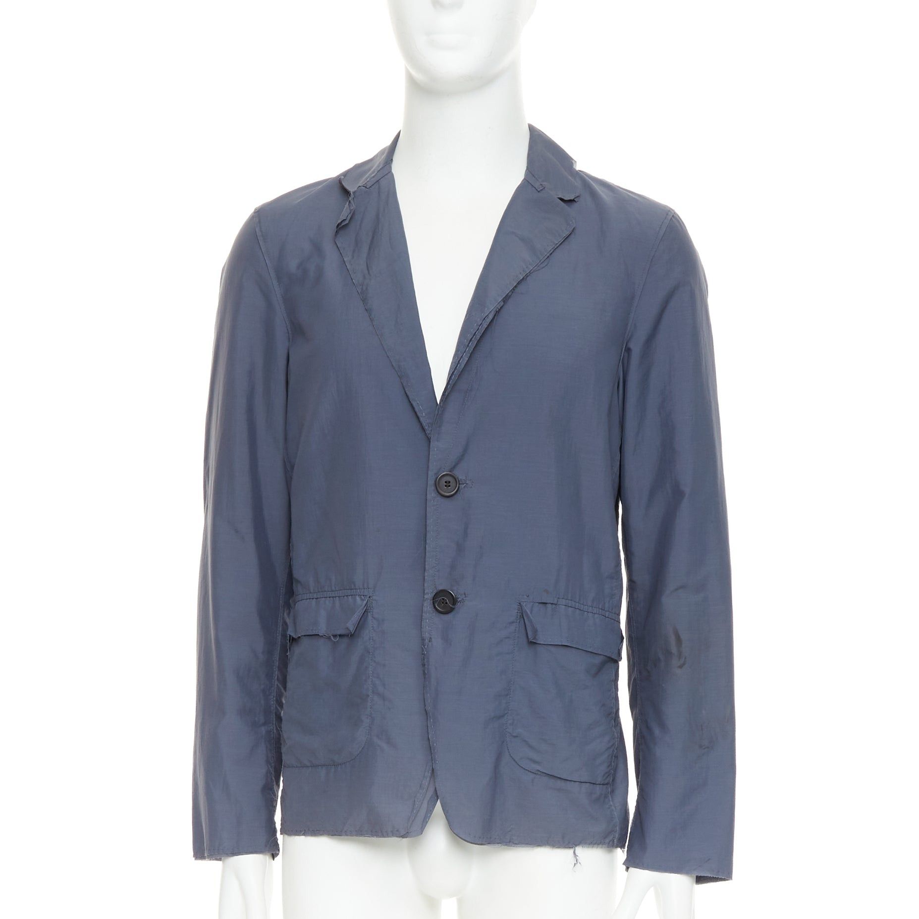 Lanvin LANVIN navy light double layer fabric raw edge casual blazer jacket FR46 S Size 46R - 1 Thumbnail
