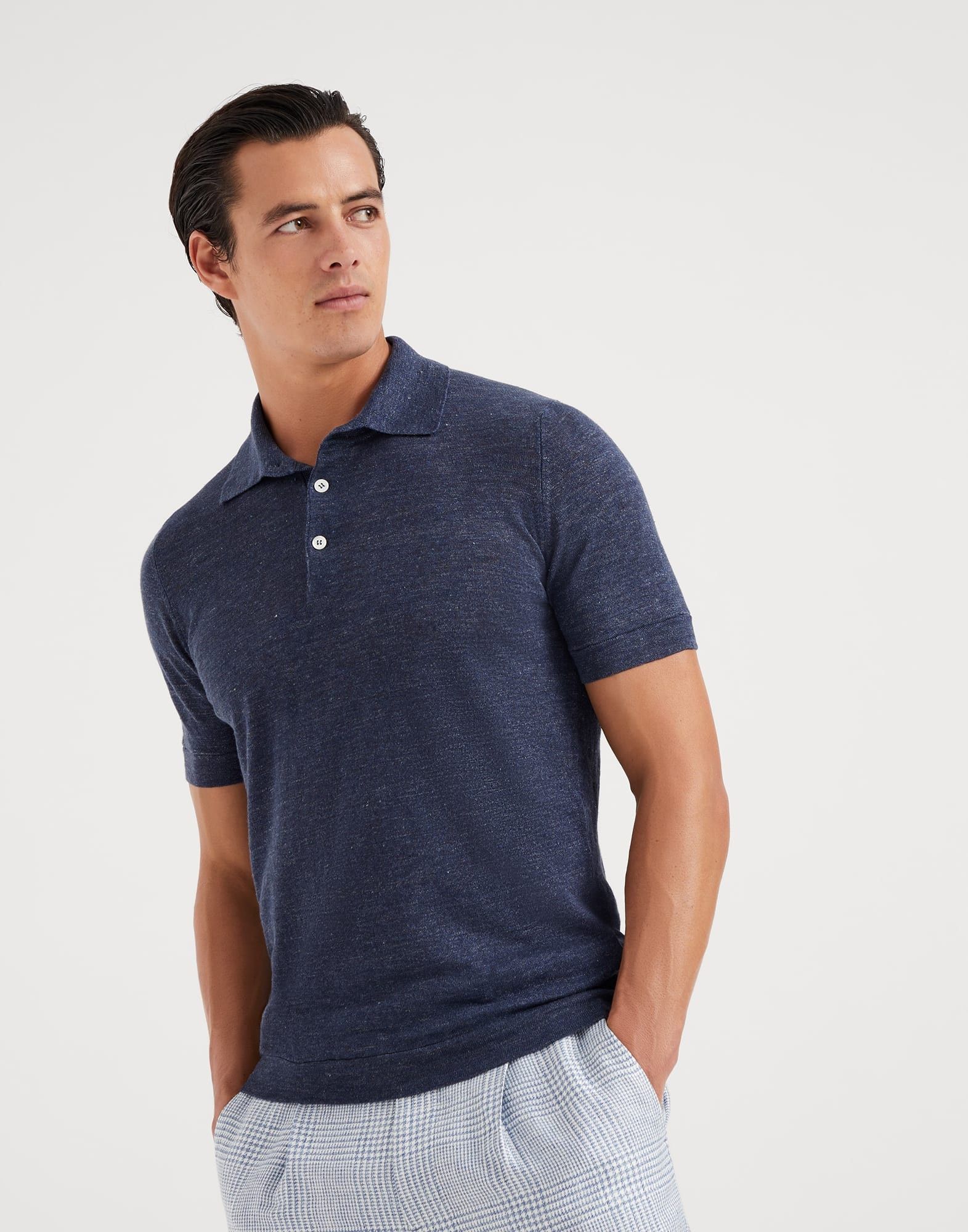 Brunello Cucinelli Polo Sweater in Dark Blue Size US L / EU 52-54 / 3 - 1 Thumbnail