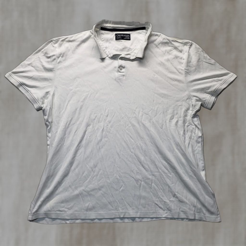 Calvin Klein Calvin Klein Polo Shirt 2XL Men White Solid Short Sleeve Adult Size 2XL Golf Easy Care 100% Cotton Men's Polo Size US XXL / EU 58 / 5 - 1 Thumbnail