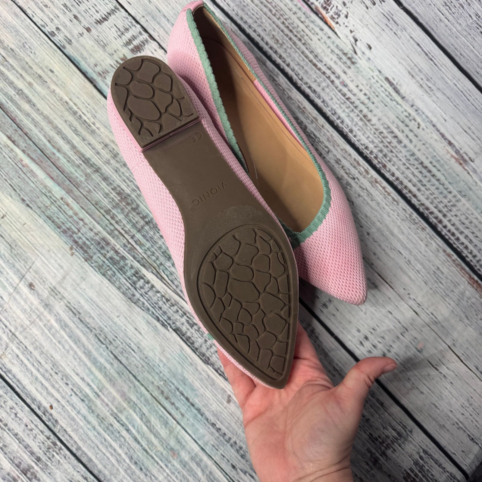 Vionic Vionic Cameo Pink Knit Pointy Toe Flats - Women's 9.5 Size US 9.5 / IT 39.5 - 4 Thumbnail