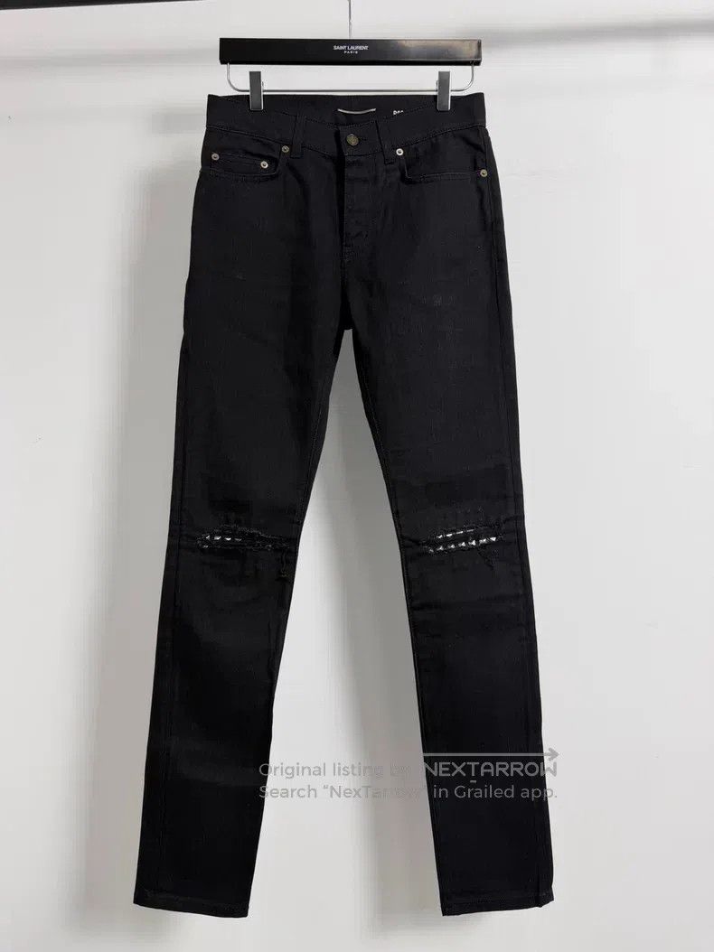Saint Laurent Paris Saint Laurent Paris Riveted leather double knee hole black Size US 28 / EU 44 - 1 Thumbnail