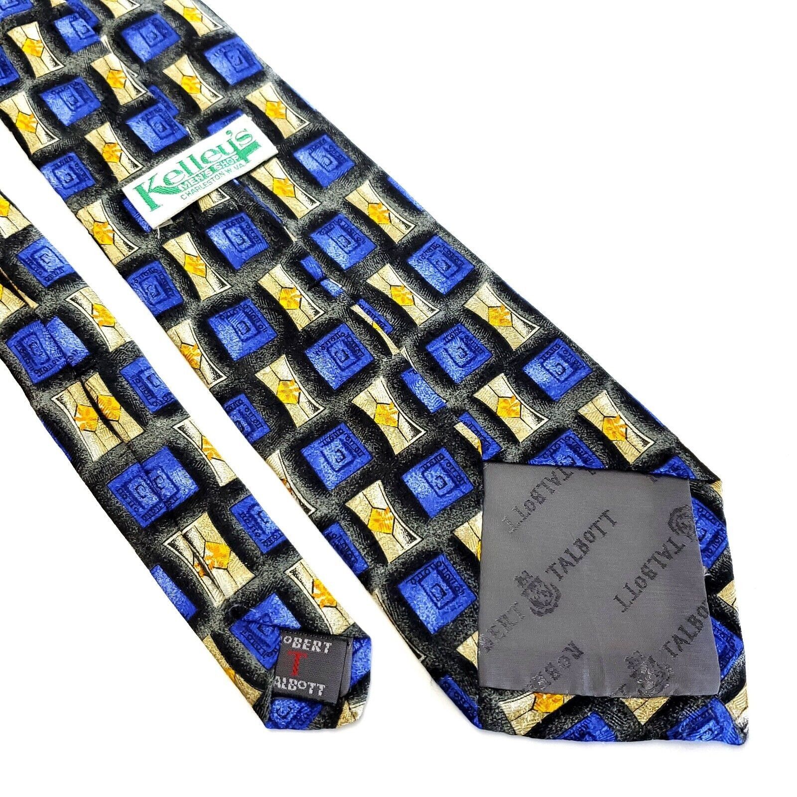 Robert Talbott Robert Talbott Yellow Tan Blue Abstract Print Geometric Wide Size ONE SIZE - 7 Thumbnail