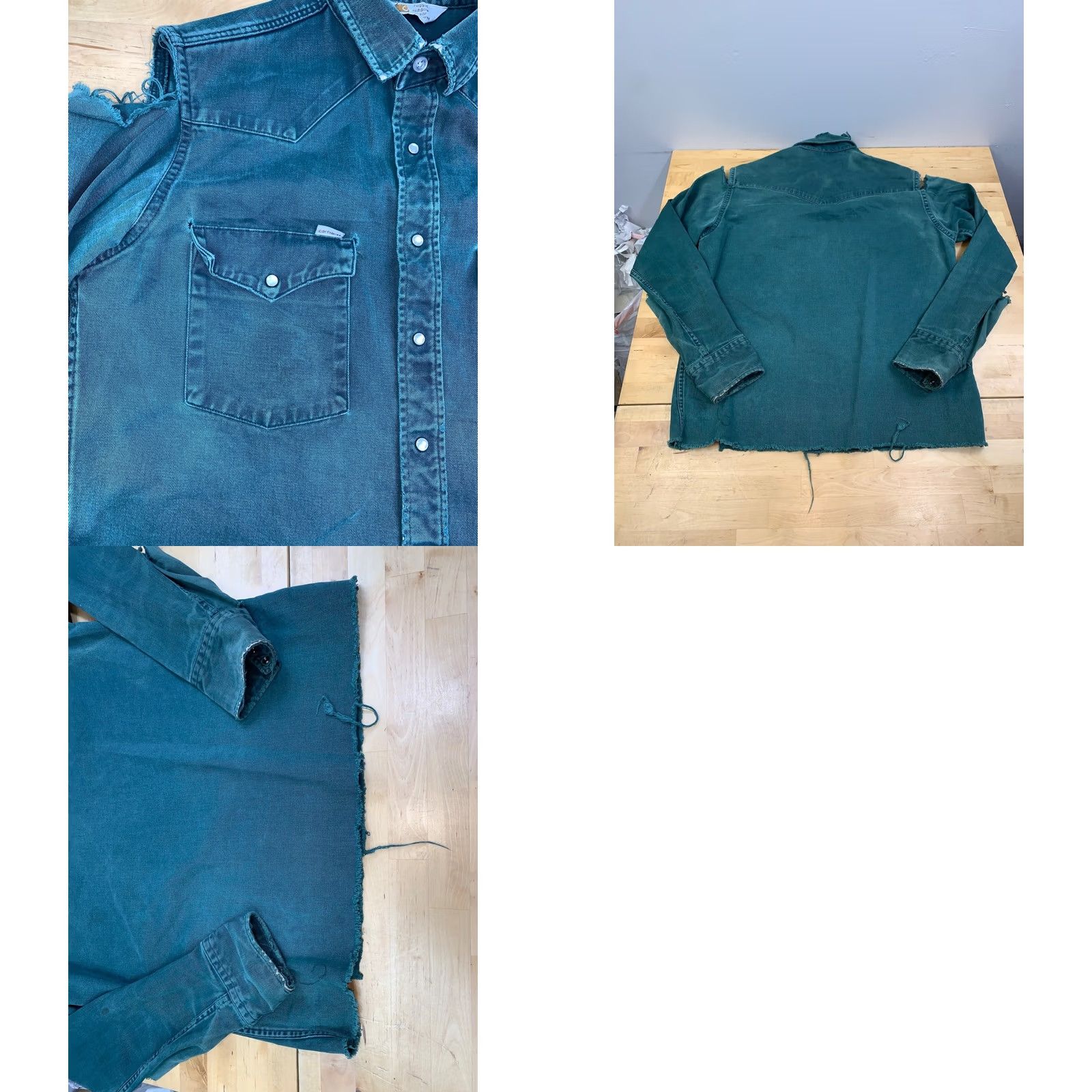 Carhartt VINTAGE Carhartt Rugged Outdoor Wear Shirt L Green Distress Pearl Snap 13186 Mens Size US L / EU 52-54 / 3 - 9 Thumbnail