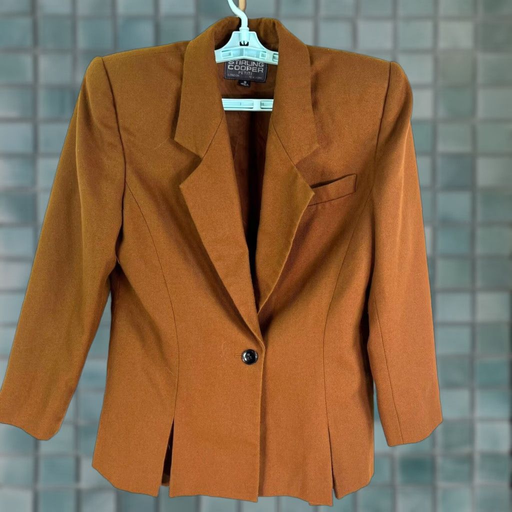 Vintage Stirling Cooper Notched Single Blazer Jacket Womens 8P Rust Brown Petite Size M / US 6-8 / IT 42-44 - 1 Thumbnail