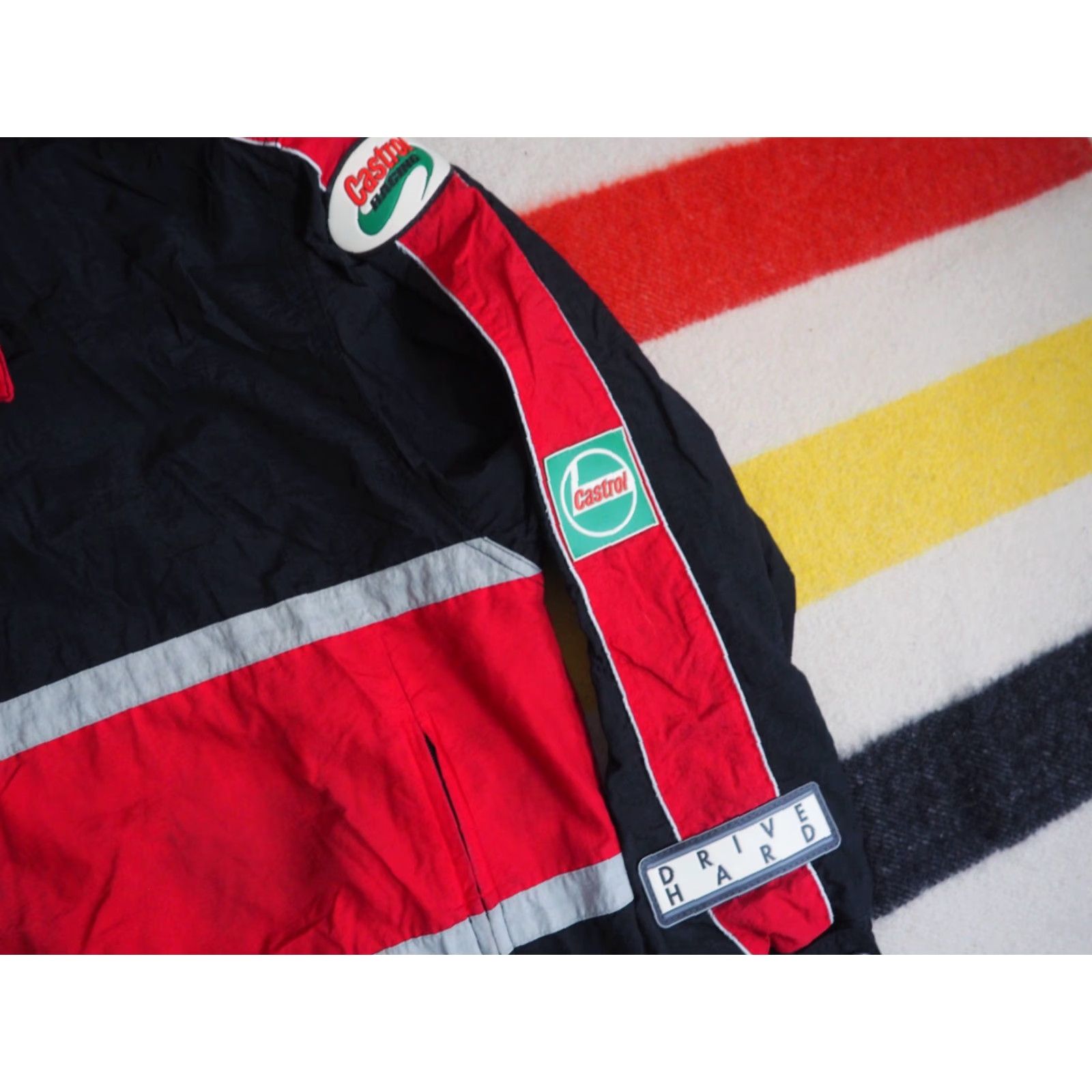 Dunbrooke VINTAGE Dunbrooke Castrol Racing Windbreaker Jacket Mens XL Black Zip Nylon 90s Geometric Logo Pattern Jacket Size US XL / EU 56 / 4 - 4 Thumbnail