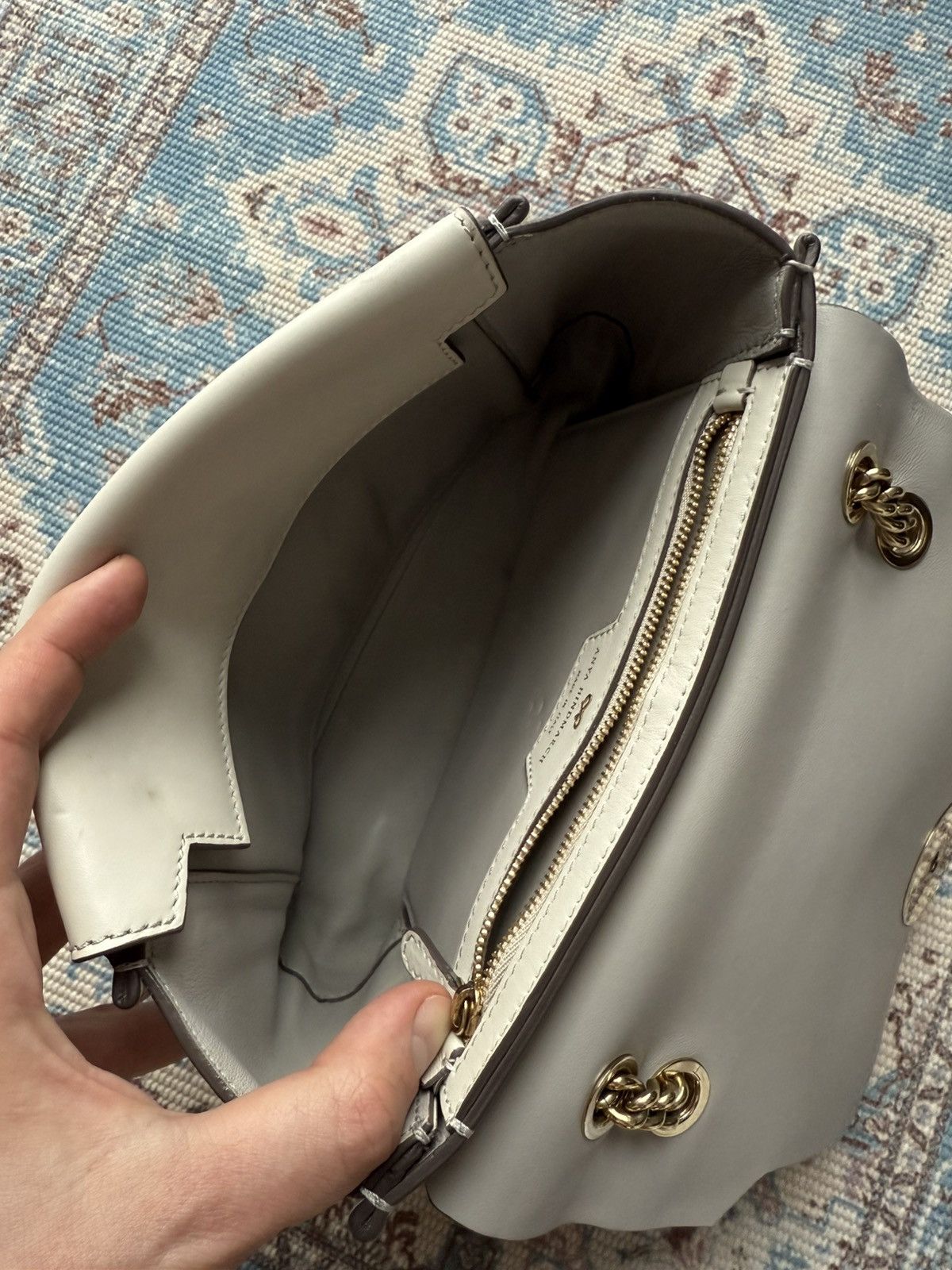 Anya Hindmarch Anya Hindmarch Smile White Leather Shoulder Bag Size ONE SIZE - 12 Thumbnail