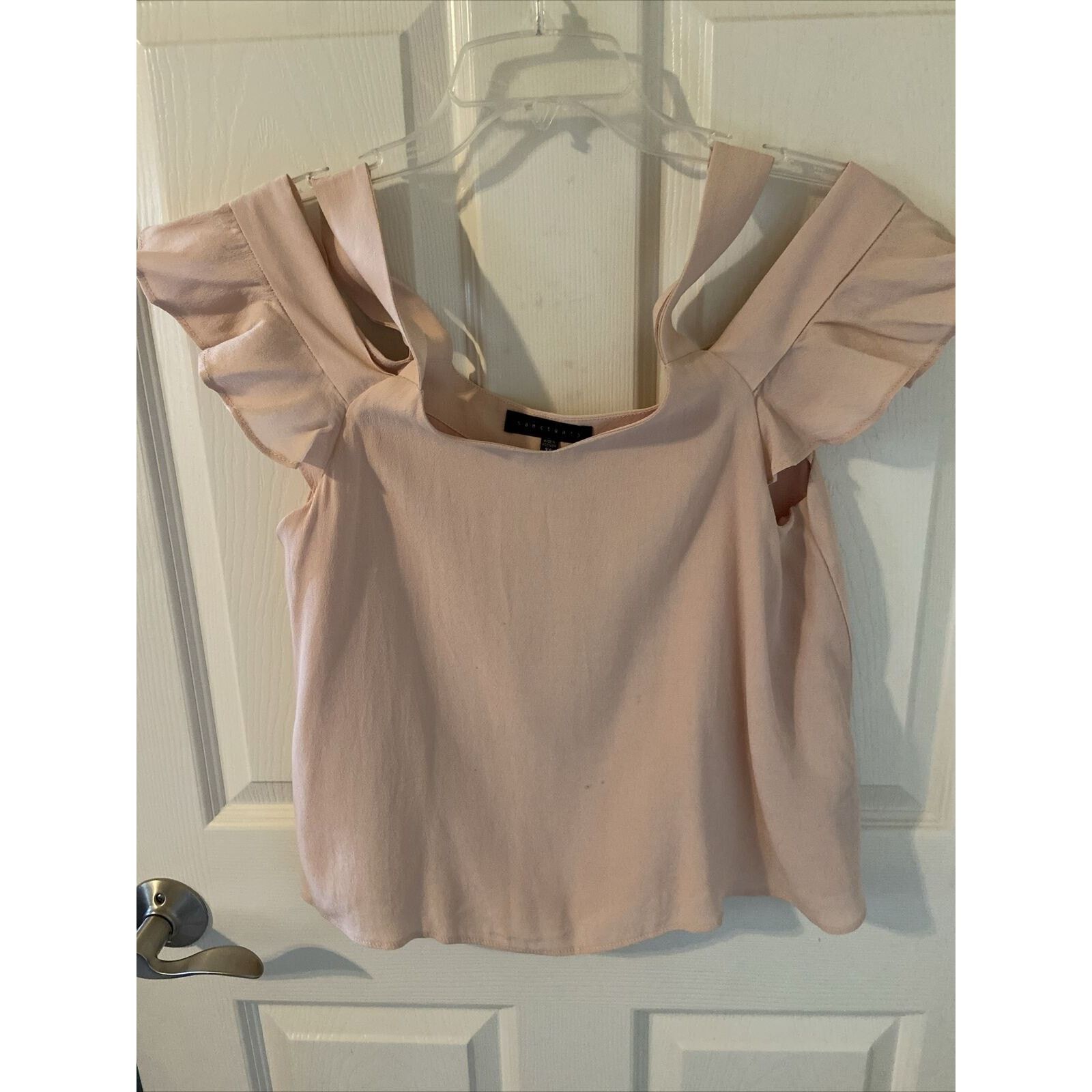 Sanctuary Sanctuary Off Shoulder Blouse Pink Blush, XS, Ruffle Sleeve Size XS / US 0-2 / IT 36-38 - 3 Thumbnail