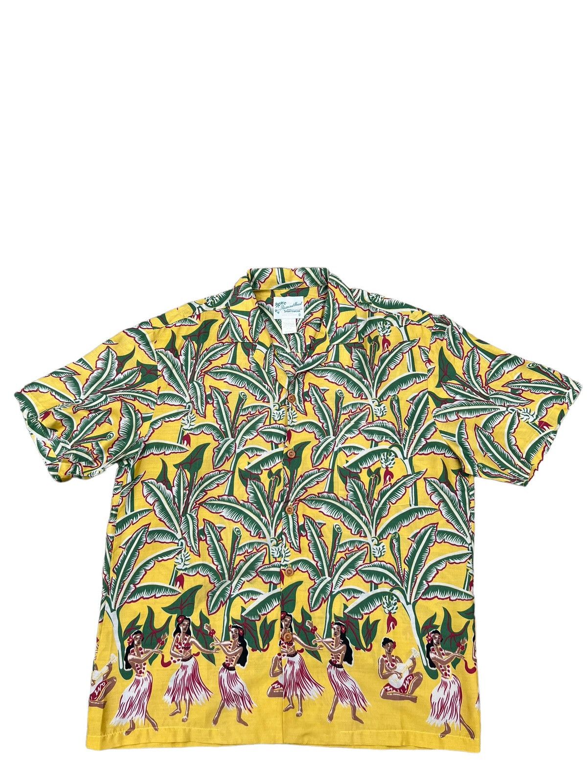 Diamond Head 80s Diamond Head Banana Leaves Hula Girl Rayon Hawaiian Size US M / EU 48-50 / 2 - 1 Thumbnail