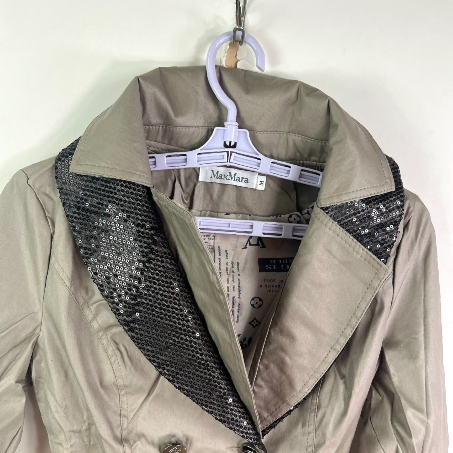 Max Mara Max Mara Trench Coat Womens M Beige Belted, Double Breasted, Sequin, Lightweight, Casual, Formal, Workwear, 8-9? Size M / US 6-8 / IT 42-44 - 4 Thumbnail