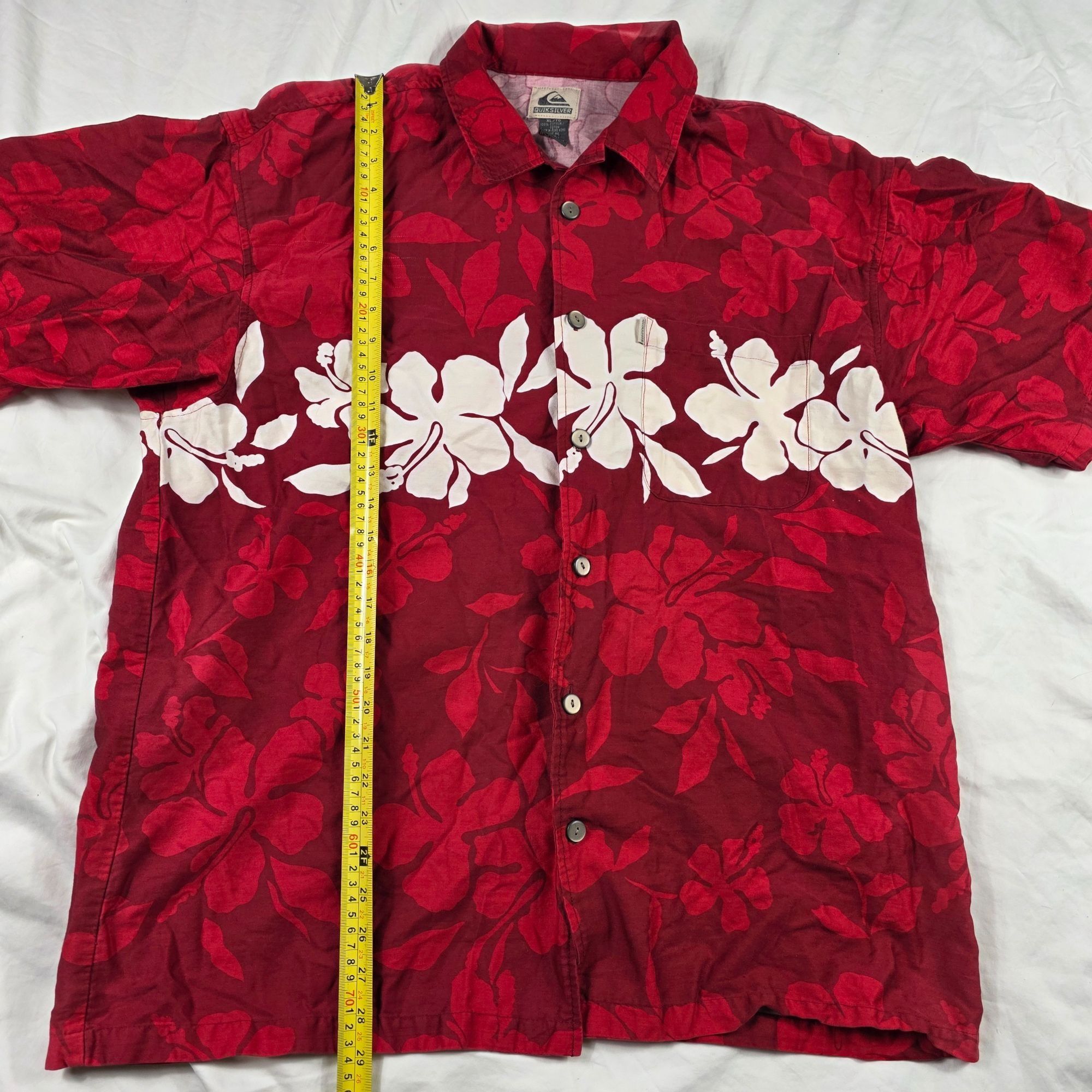 Quiksilver Quiksilver Hawaiian Floral Mens Size XL Red White Short Slee Size US XL / EU 56 / 4 - 8 Thumbnail