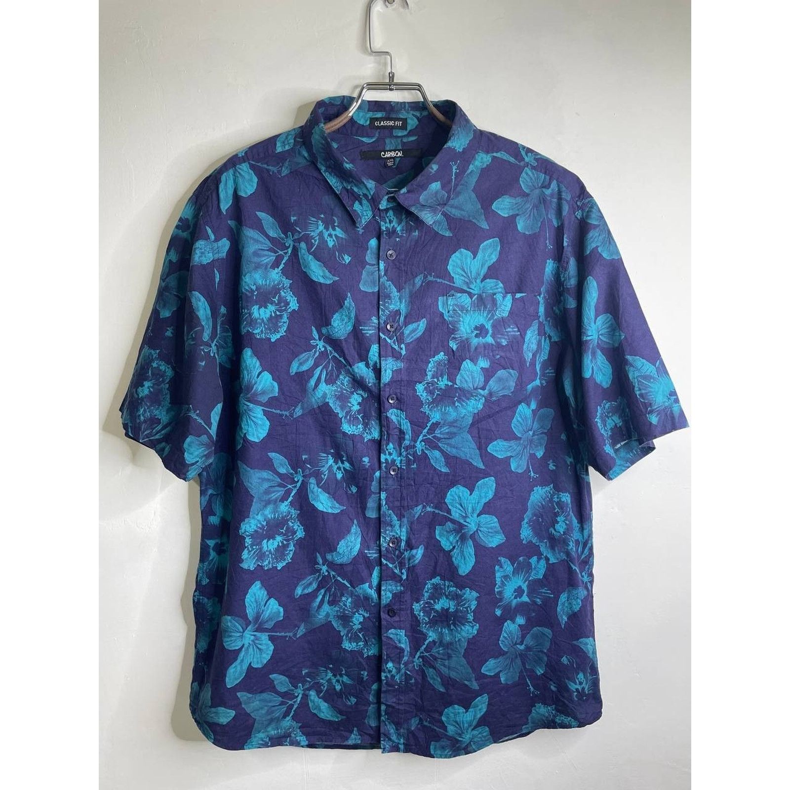 Carbon Vintage Carbon XXL Hawaiian Shirt Teal Floral Classic Fit Size US XXL / EU 58 / 5 - 1 Thumbnail