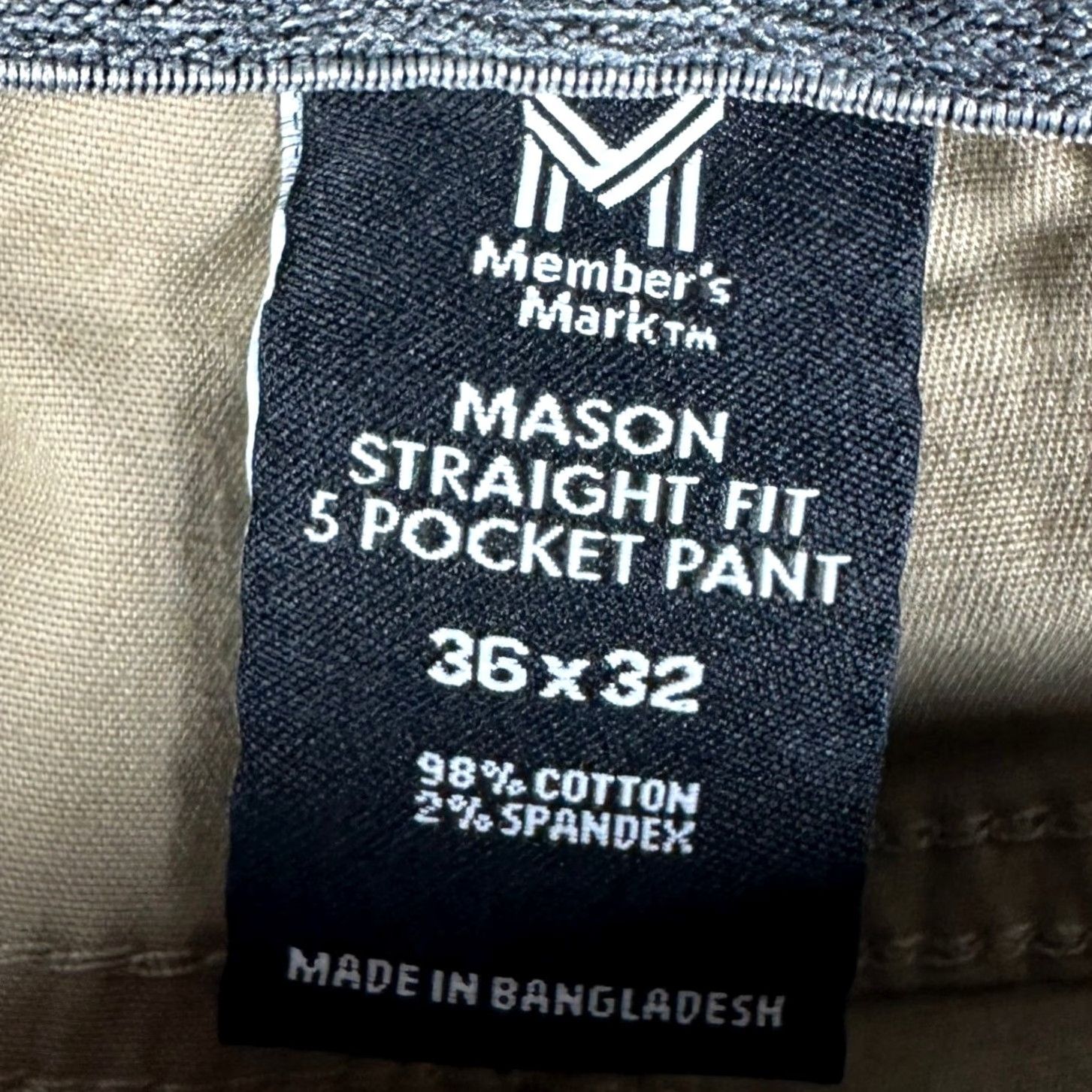 Vintage Member's Mark Mason Pants Mens 36X32 Khakis Straight 5-Pocket Stretch Tan Size US 36 / EU 52 - 3 Thumbnail