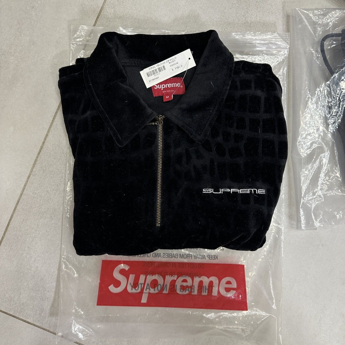 Supreme Supreme Croc Velour Zip Polo Size M Size US M / EU 48-50 / 2 - 7 Thumbnail