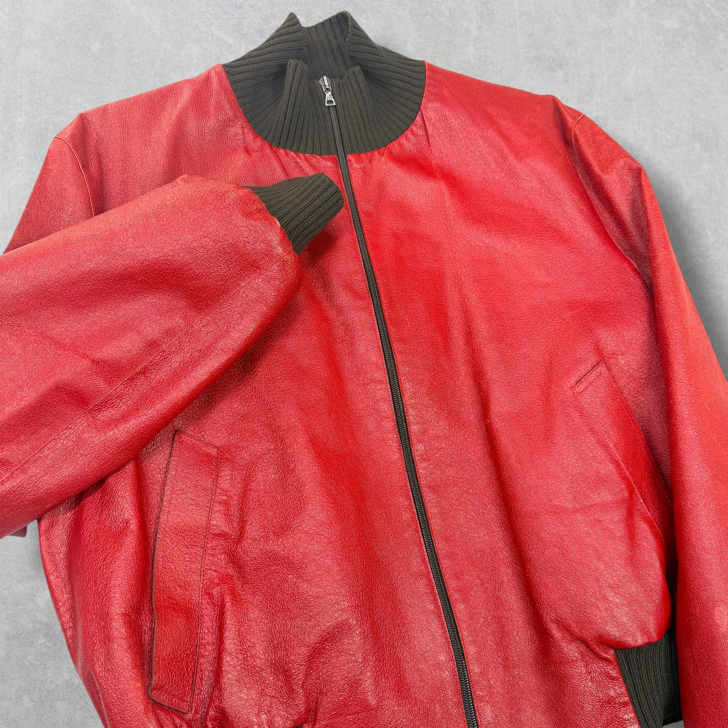 Prada Prada Runway Red Leather Bomber 54 (M) Size US M / EU 48-50 / 2 - 3 Thumbnail