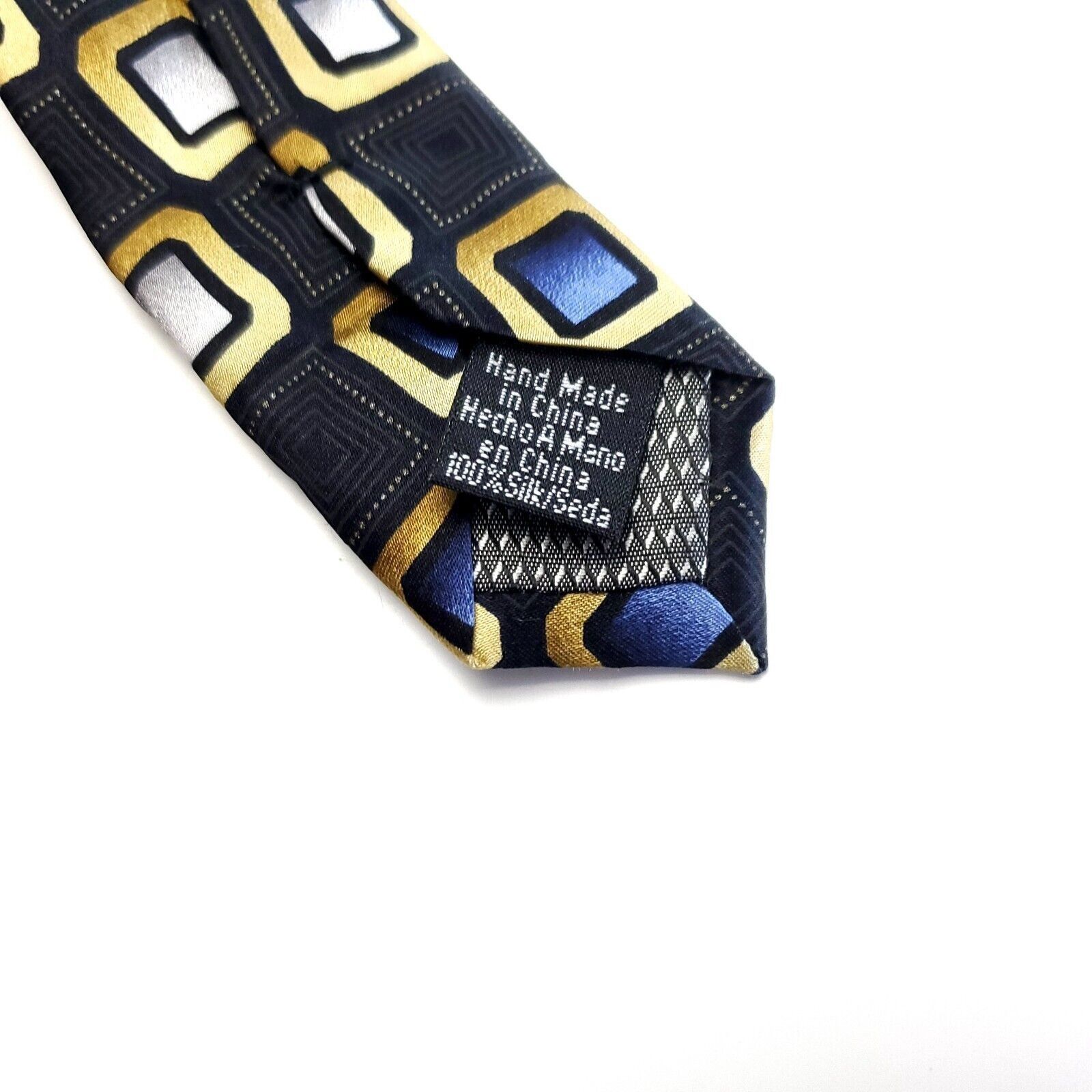 George George Blue Geometric Print Wide Silk Tie Size ONE SIZE - 4 Thumbnail