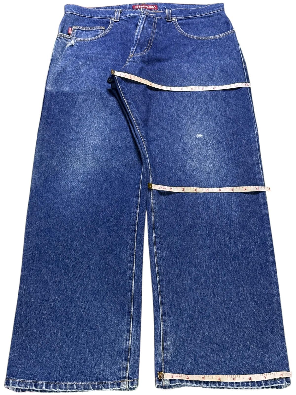 Stussy Vintage Stussy Blue Wash Distress Loose Baggy Jeans Size US 34 / EU 50 - 14 Thumbnail