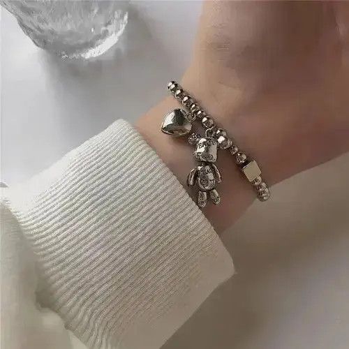 Jewelry Stainless Steel 🐻 Bear Love Charm Bracelet Unisex Size ONE SIZE - 4 Thumbnail