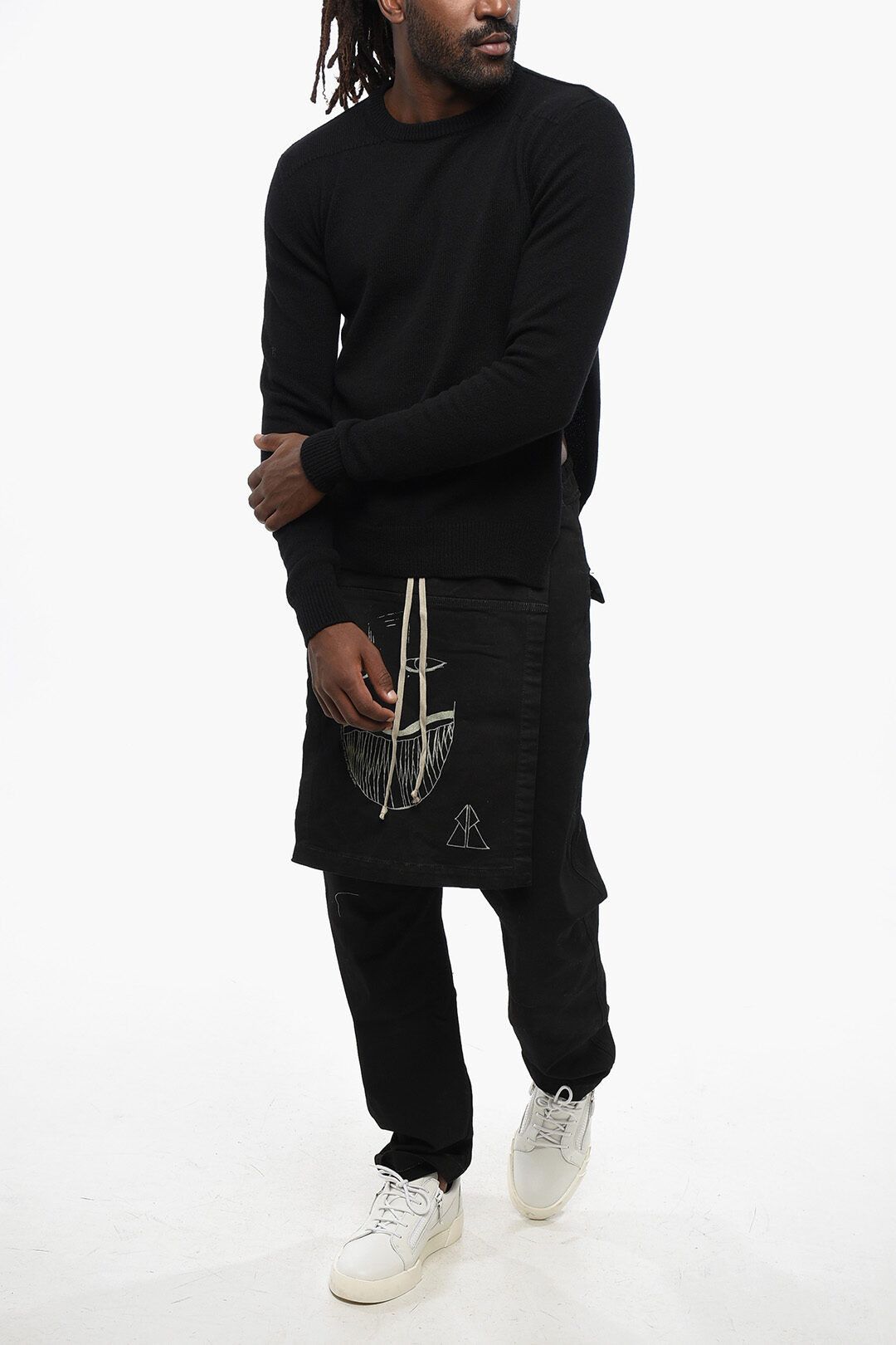 Rick Owens og1mm1025 Cashmere Crewneck Sweater in Black Size US M / EU 48-50 / 2 - 4 Thumbnail