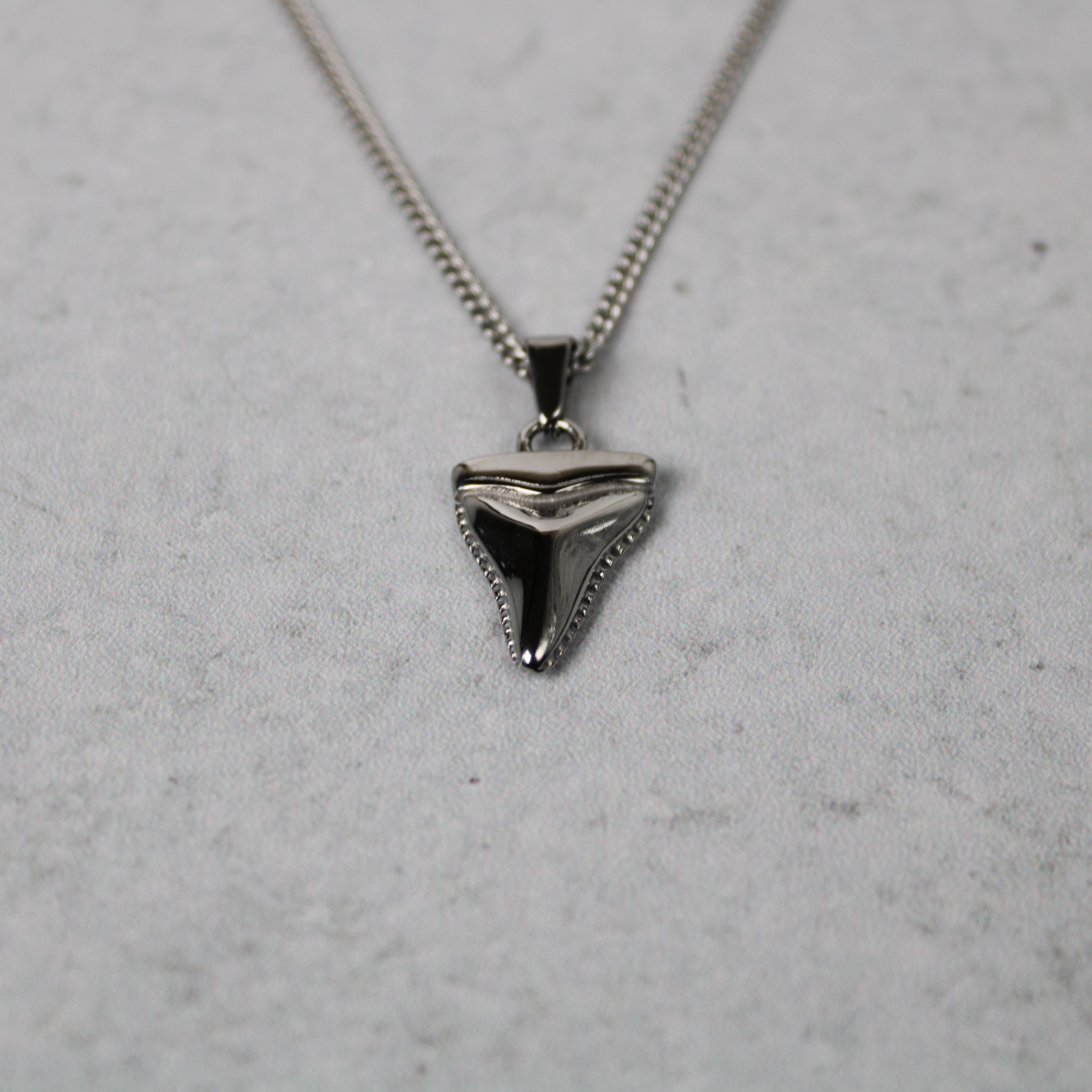 Jewelry Silver Shark Tooth Pendant Chain Necklace Size ONE SIZE - 6 Thumbnail