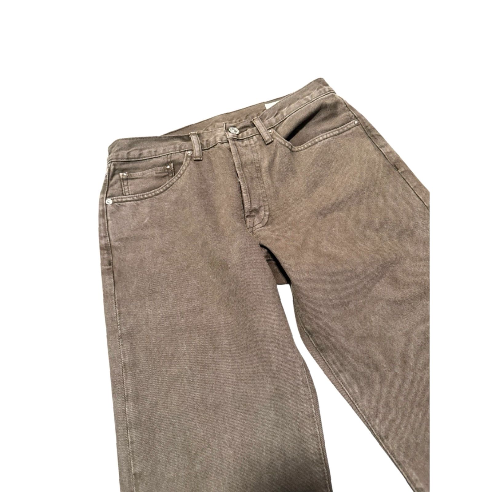 AYR AYR The Normie Mens Jeans 30 x 30 Dusty Khaki Button Fly Straight Made In USA Size US 30 / EU 46 - 3 Thumbnail