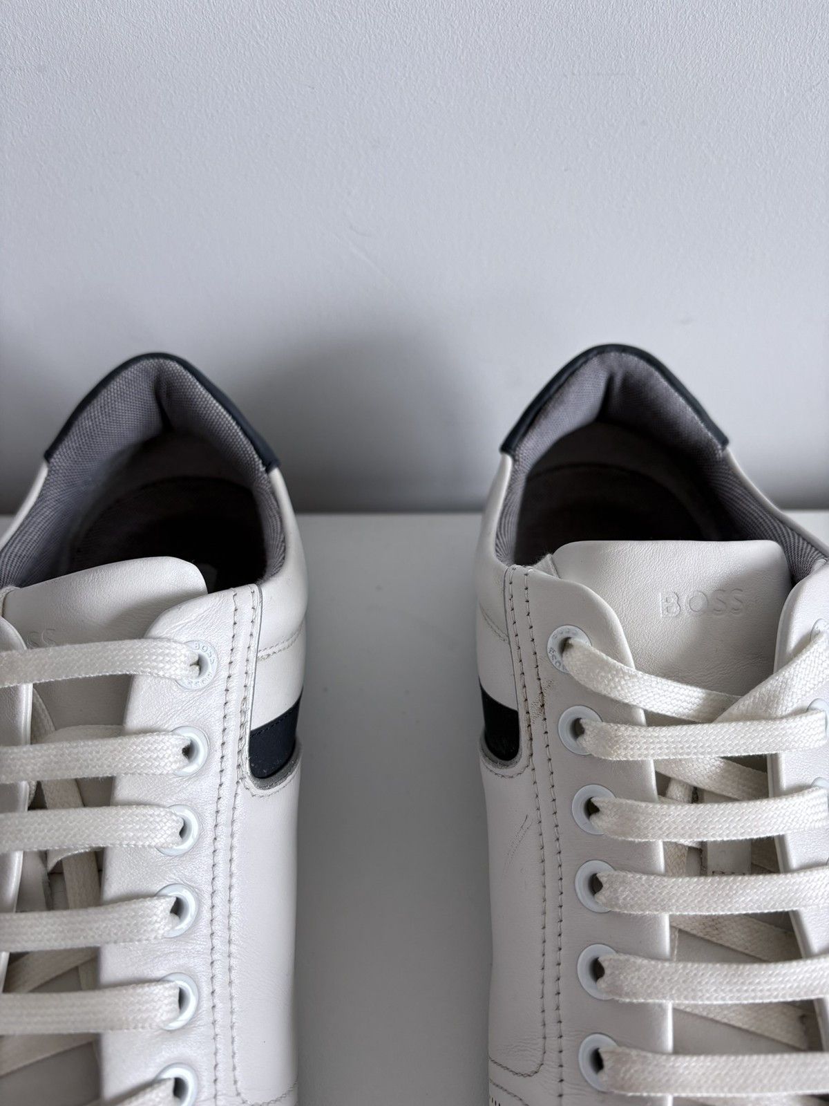 Hugo Boss Boss white leather casual sneakers elegant men's size 41 Size US 8.5 / EU 41-42 - 3 Thumbnail