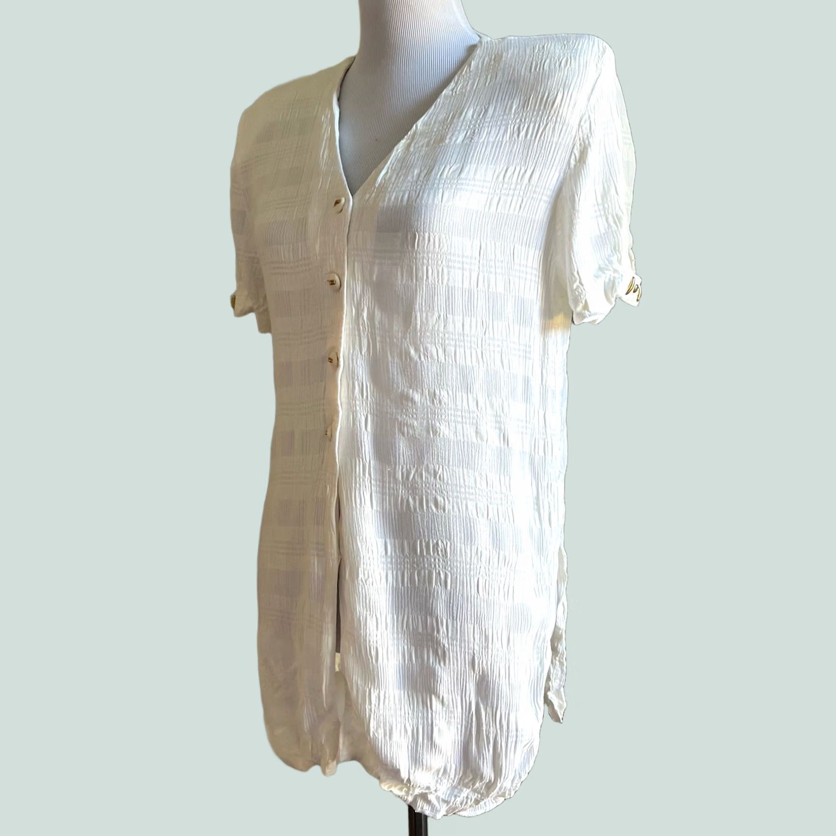 Vintage VINTAGE Farouche by Lori Weidner Blouse Shirt Tunic Ivory Gold Details 90s 80s Women’s Sz 12 Womens Size XL / US 12-14 / IT 48-50 - 1 Thumbnail