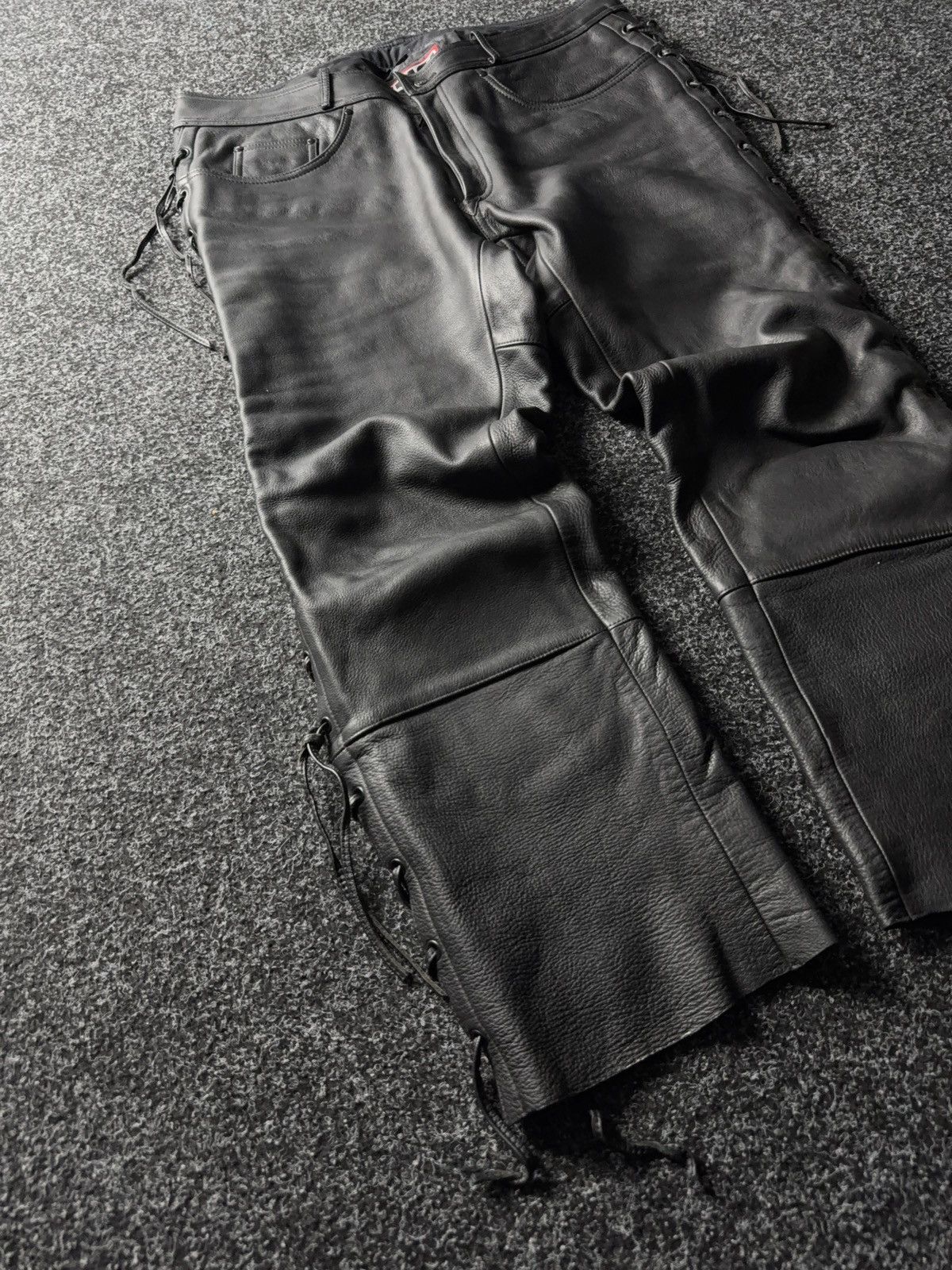 Leather Y2K Vintage Leather Pants Opium Style Alt Biker USA Rare Size US 37 - 2 Thumbnail