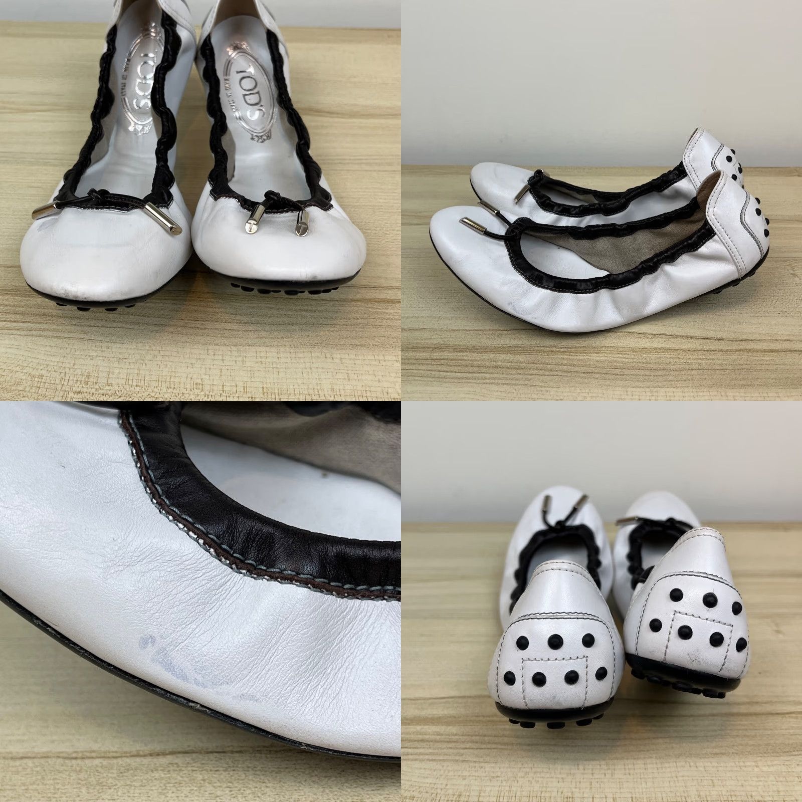 Vintage Tod's Women Flat Leather Slip-On US 9 EU 39 White Foldable Career Dress Shoes 90s Designer Womens Size ONE SIZE - 8 Thumbnail