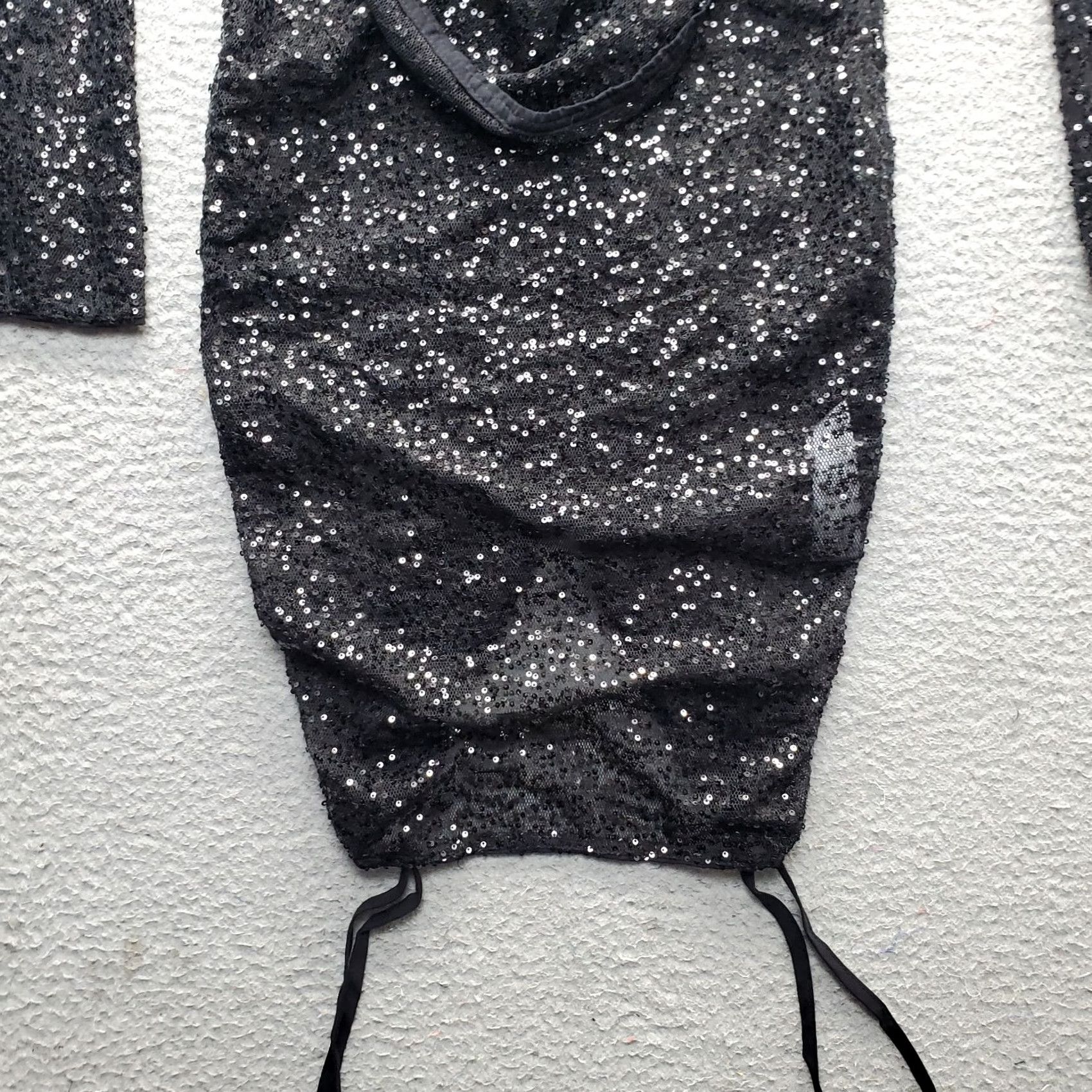 PrettyLittleThing PrettyLittleThing Pencil Dress Womens 2 Black Sequin Lace Cowl Neck Back Zip Dress Size XS / US 0-2 / IT 36-38 - 3 Thumbnail
