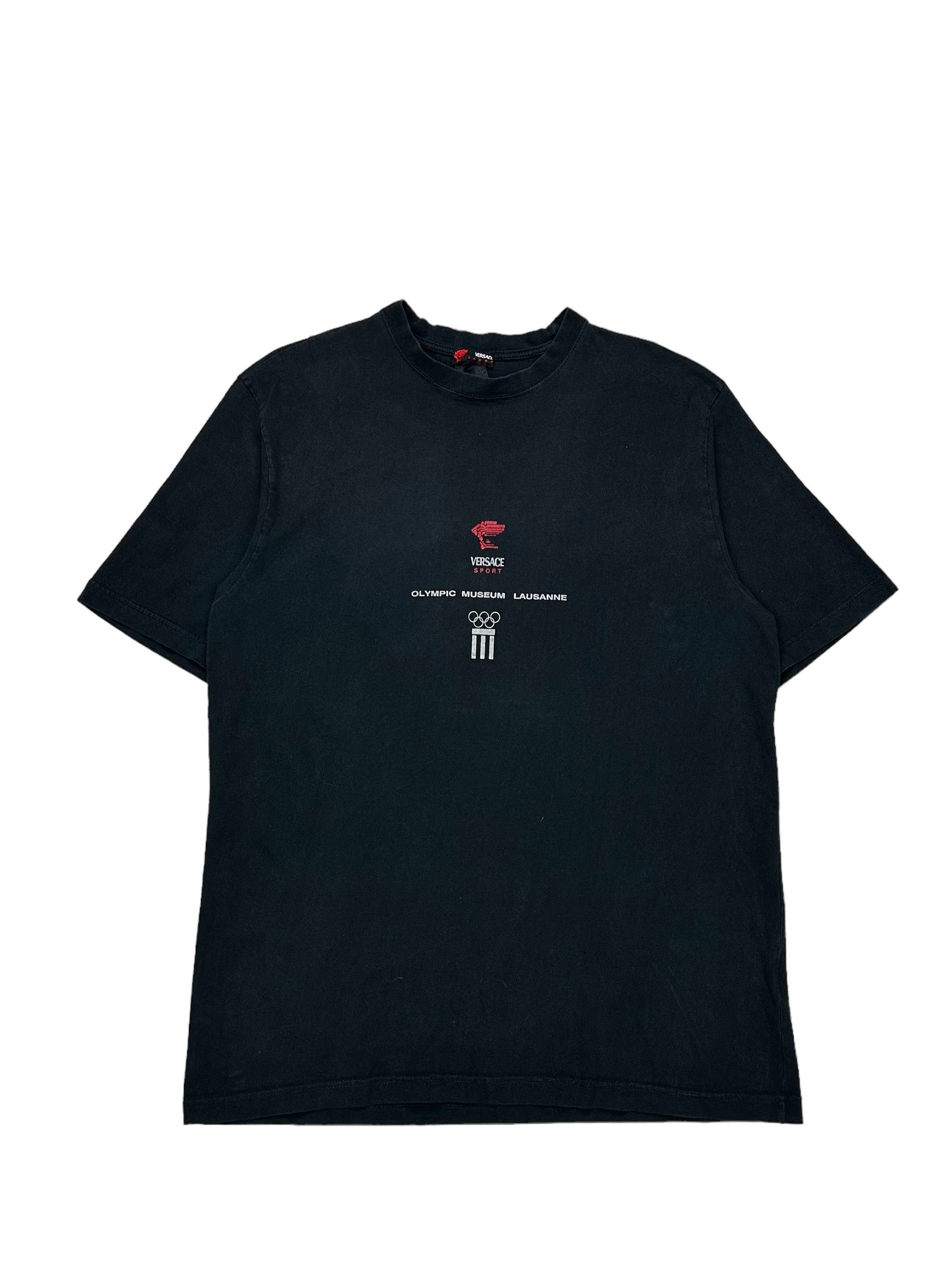 image of Archival Clothing Archival Versace Sport Olympic Museum Lausanne Tshirt in Black, Men's (Size XL)