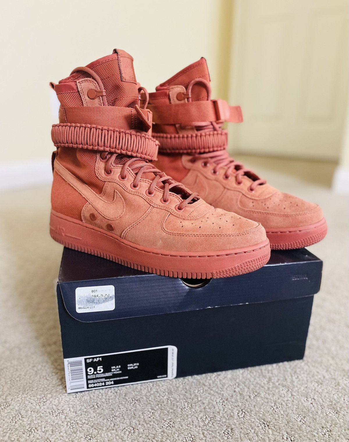 image of Nike Sf Air Force 1 High Top | Like New | Peach | Size: 9.5 Shoes, Men's