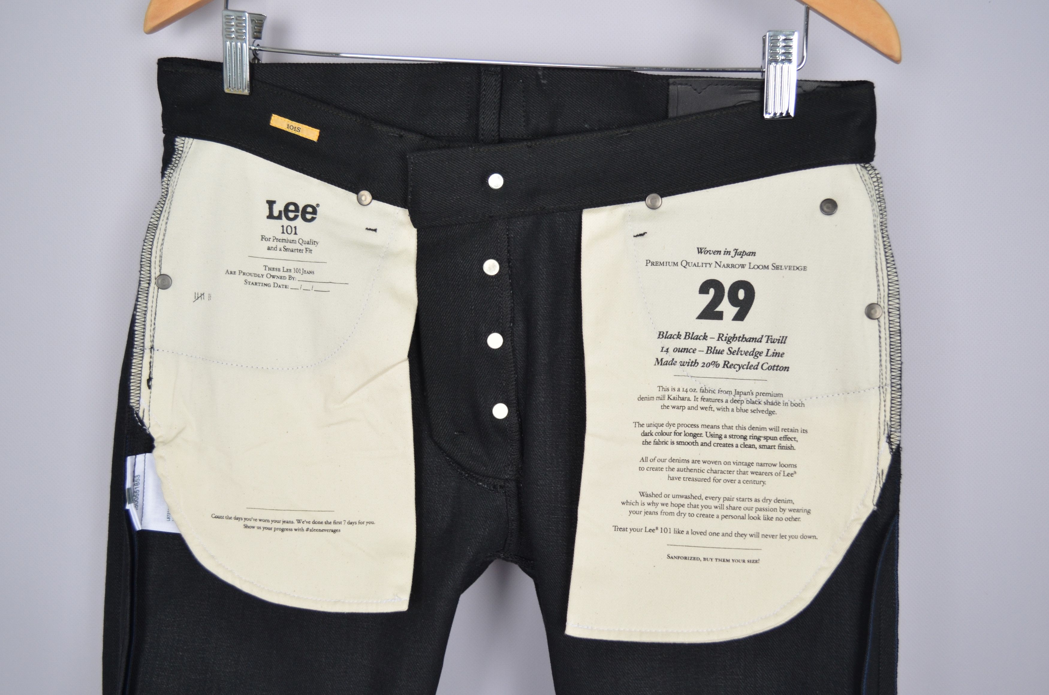 Designer × Japanese Brand × Lee Lee 101 101S Jeans Dry Selvedge Black 14oz Size W32 L32 Size US 32 / EU 48 - 13 Thumbnail