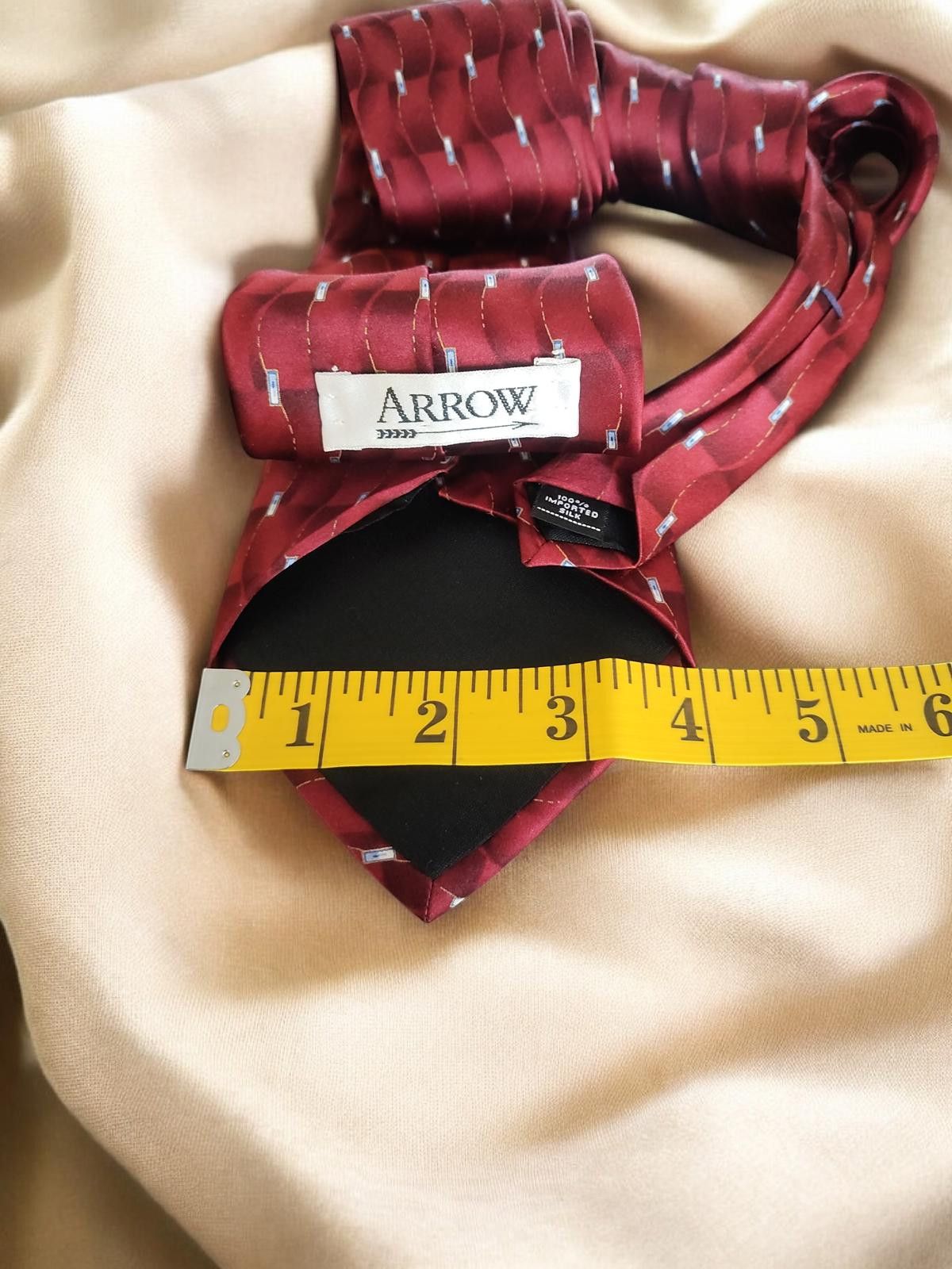Arrow Arrow Burgundy Patterned Silk Tie Size ONE SIZE - 3 Thumbnail