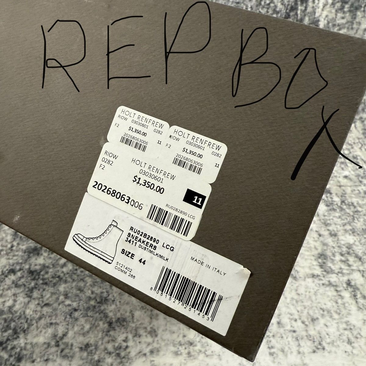 Rick Owens Rick Owens Leather ‘Black/Milk’ Geobaskets Size US 11 / EU 44 - 9 Thumbnail