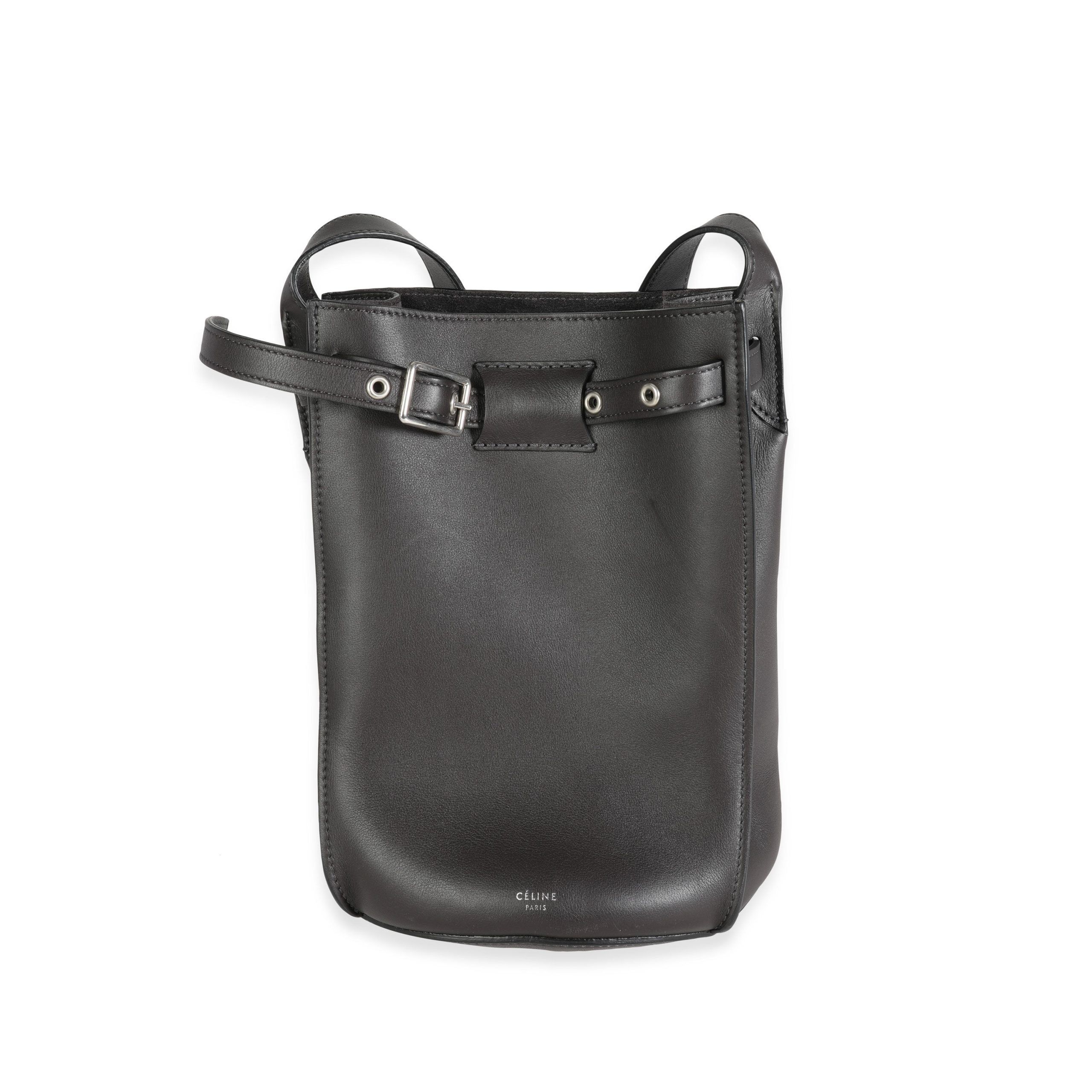 image of Celine Charcoal Leather Big Bag Bucket in Black, Women's