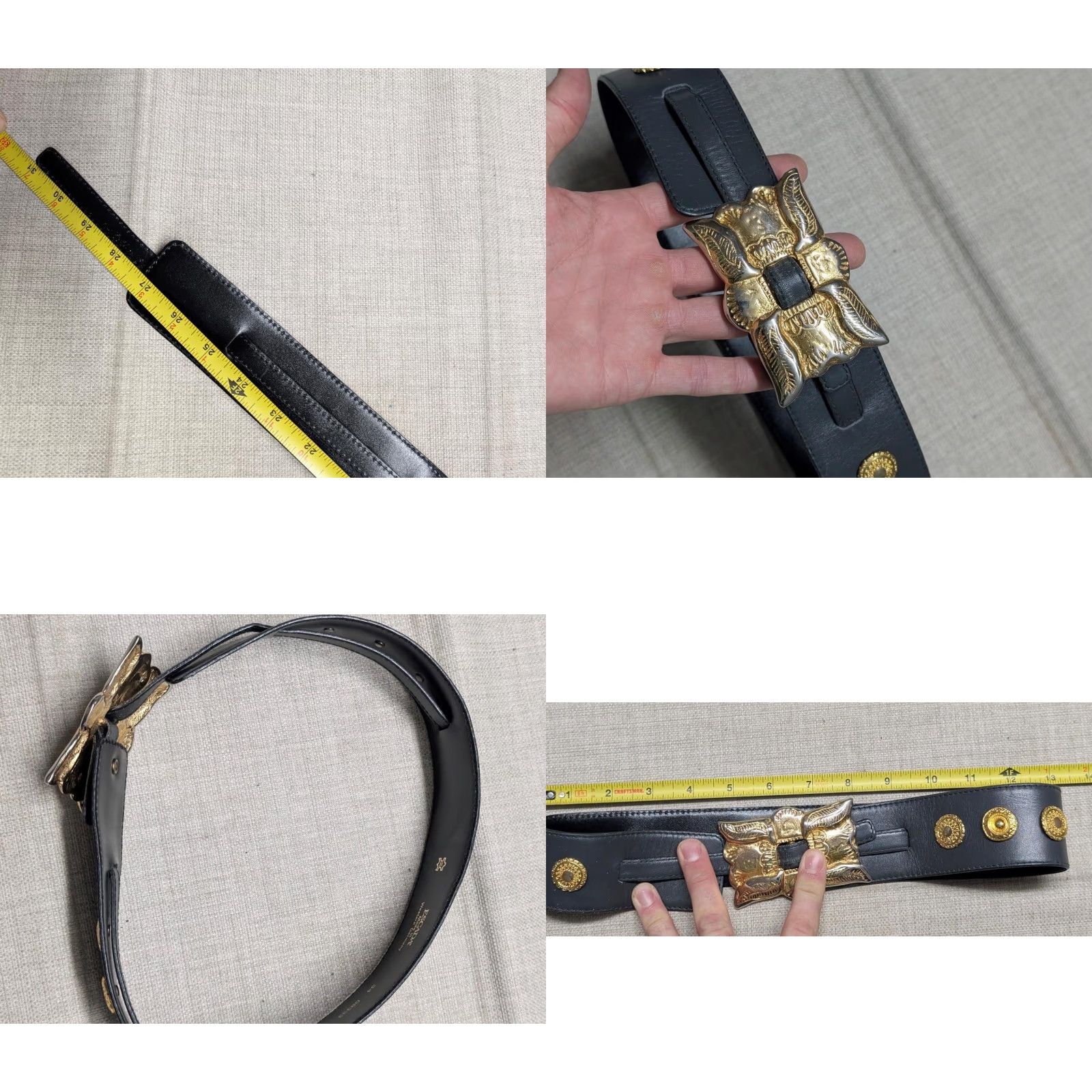 Escada VINTAGE Escada belt gray leather with brass buckle belt Germany XS belt width 2" Glam BLING Western 26 or less Womens XS Size ONE SIZE - 9 Thumbnail