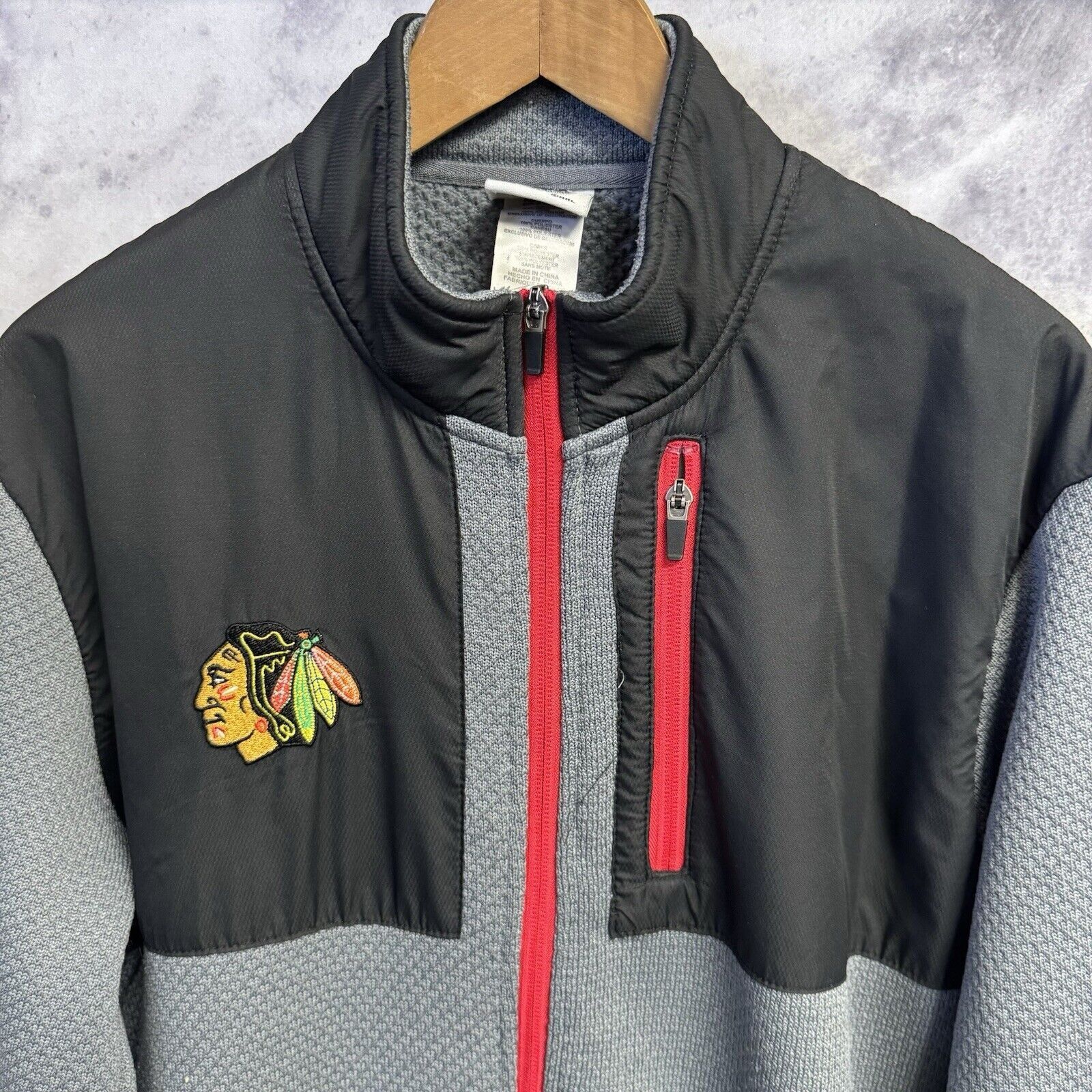 NHL Chicago Blackhawks Jacket Mens L Gray Full Zip NFL Hockey Size US L / EU 52-54 / 3 - 3 Thumbnail