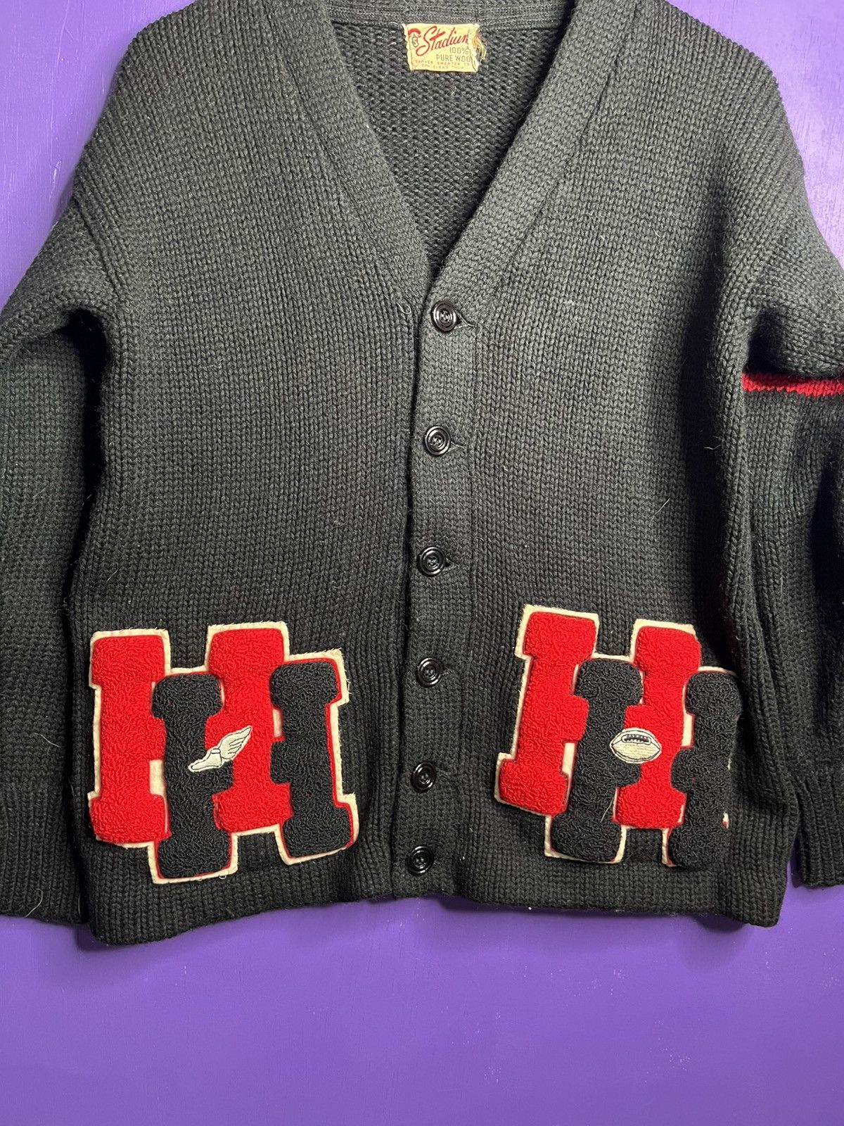 Vintage Vintage 60s Double H patches school cardigan Size US M / EU 48-50 / 2 - 3 Thumbnail