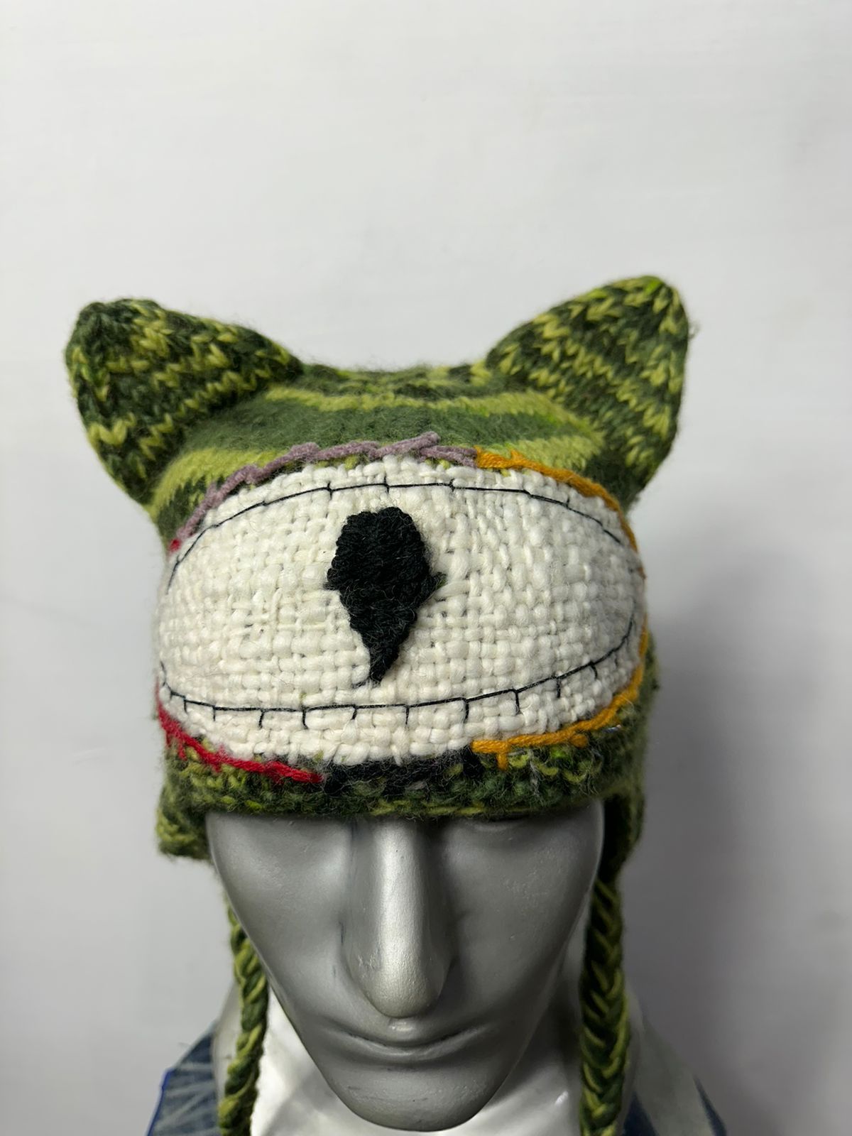 Handmade 🔥Custom Made Knitted Horn Devil Eyed Beanie Hats Size ONE SIZE - 2 Thumbnail