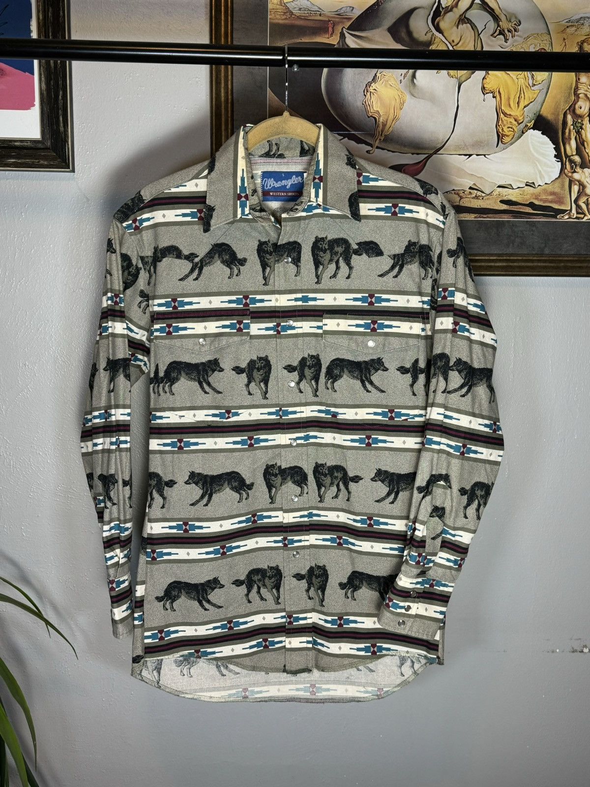 Vintage × Wrangler Vintage Aztec Wrangler Western Wear Shirt Size US S / EU 44-46 / 1 - 1 Thumbnail