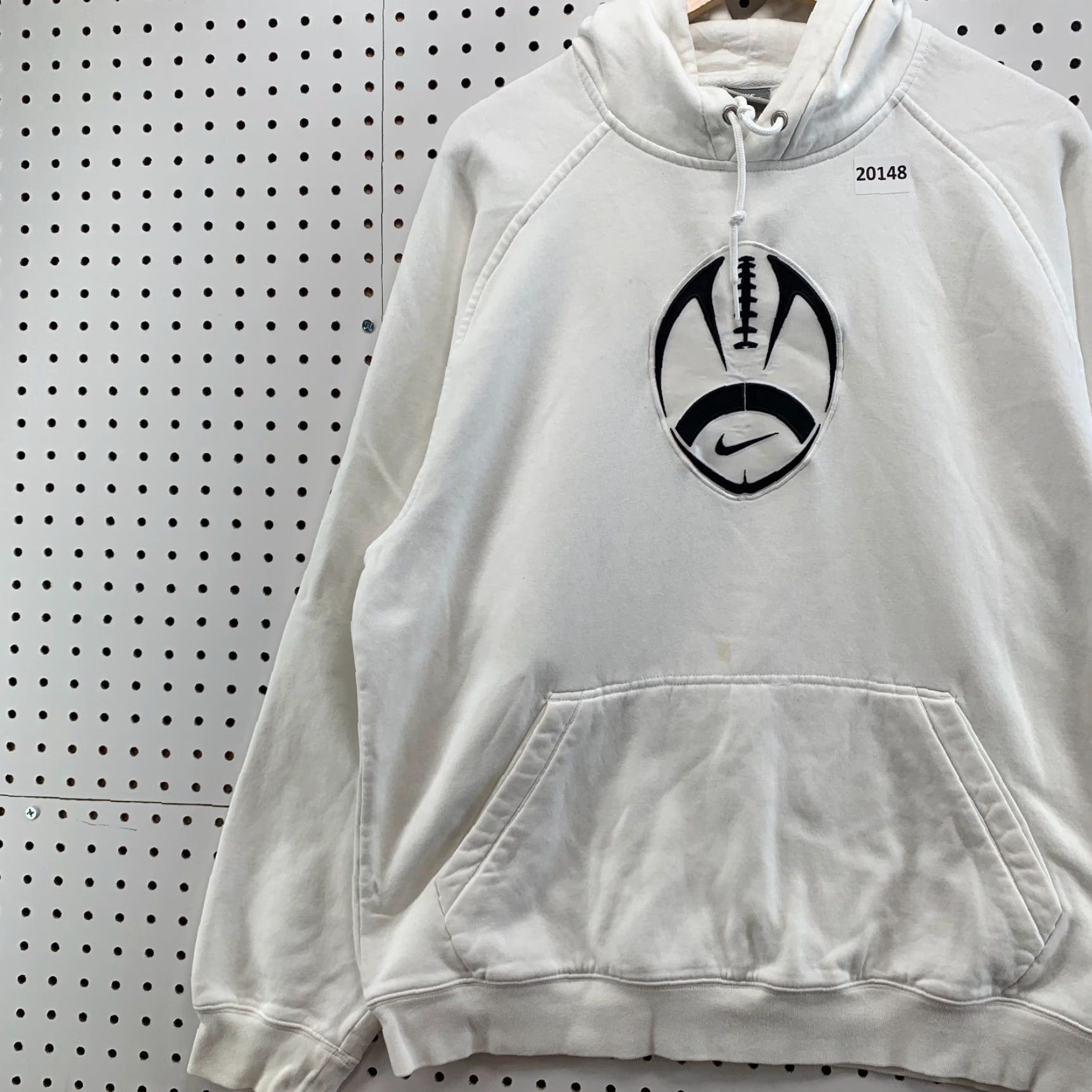 Nike Vintage Nike Football Hooded Sweatshirt White Center Swoosh Men M Size US M / EU 48-50 / 2 - 3 Thumbnail