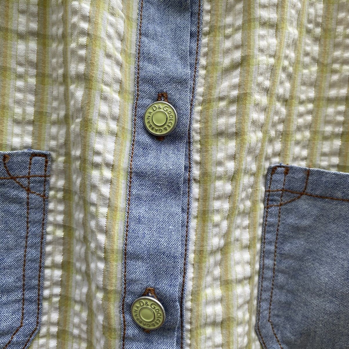 Dolce & Gabbana D&G Green Stripe Sleeveless Blouse with Denim Collar Size M / US 6-8 / IT 42-44 - 10 Thumbnail