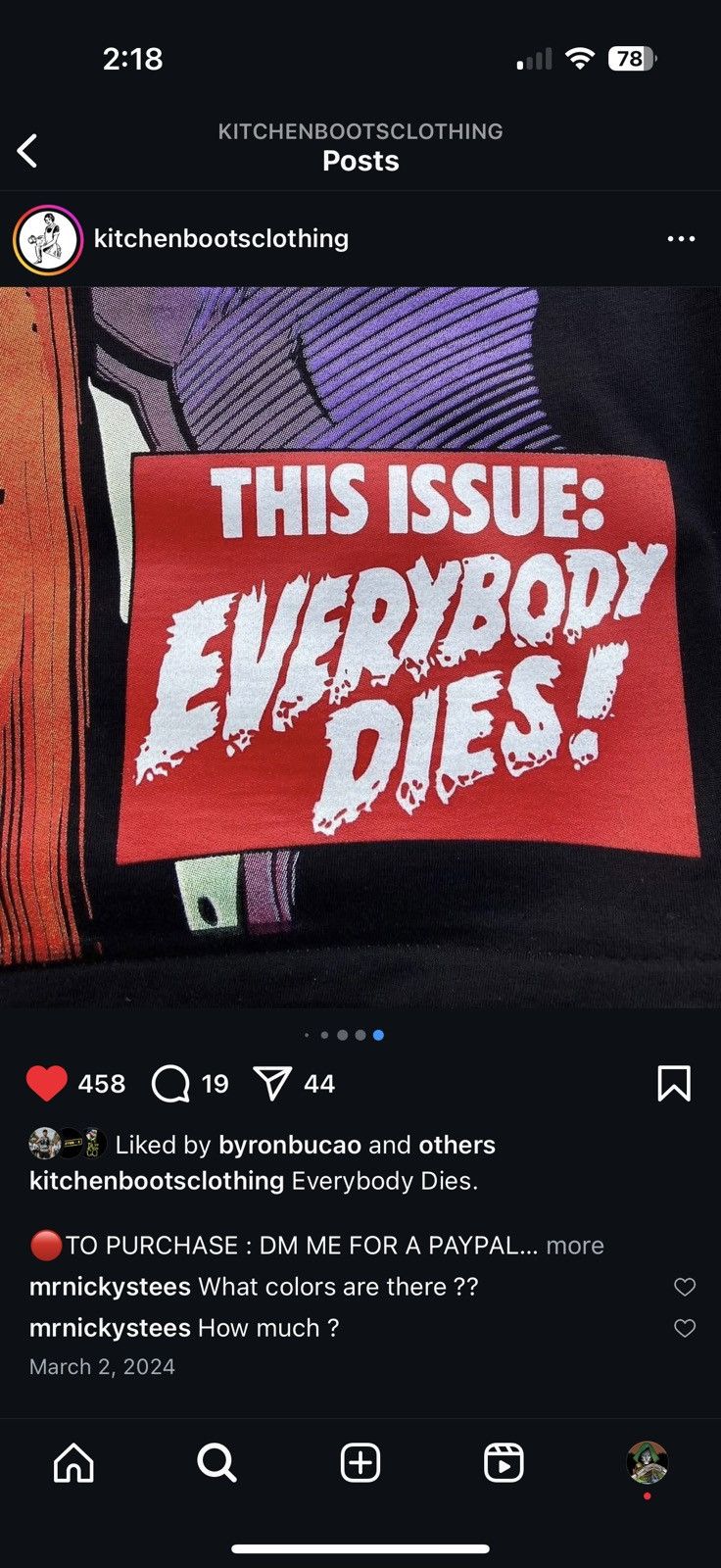 Marvel Comics Kitchen Boots - Everybody Dies X-Men Shirt Size US L / EU 52-54 / 3 - 11 Thumbnail