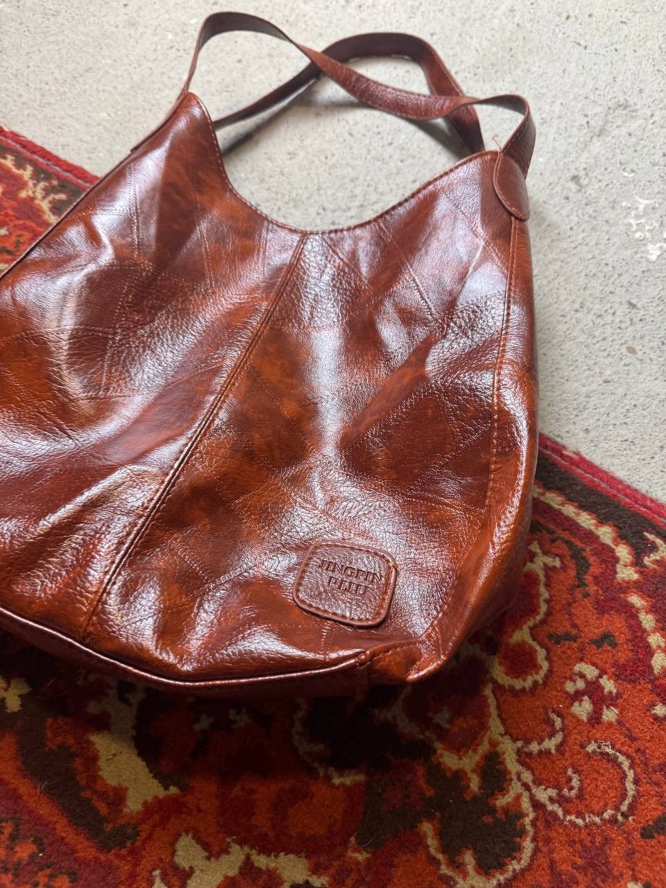 Japanese Brand × Vintage JINGPIN Piju Purse Mocha Pebbled Faux Leather Shoulder Bag Size ONE SIZE - 2 Thumbnail