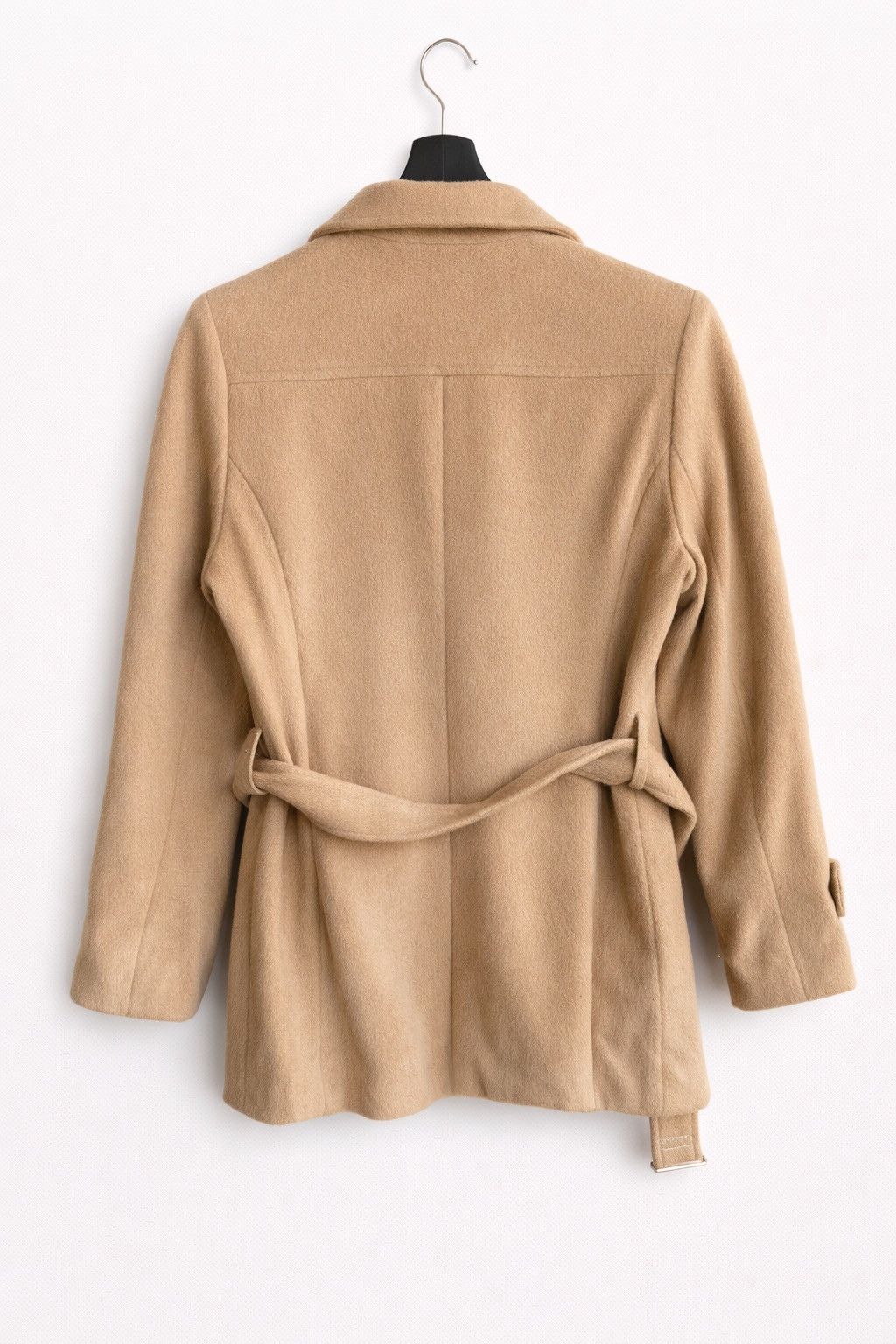 Japanese Brand Jouer à la Pupe Beige Wool Coat – Classic Belted Short Coat Size S / US 4 / IT 40 - 2 Thumbnail