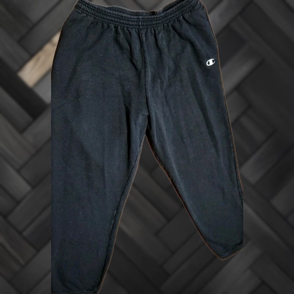 Champion VINTAGE Champion Heavyweight Sweatpants Men 2XL Joggers Athleisure Drawstrings Black 90s Logo College Dad Hipster Retro Relaxed XS? Size US 39 - 1 Thumbnail