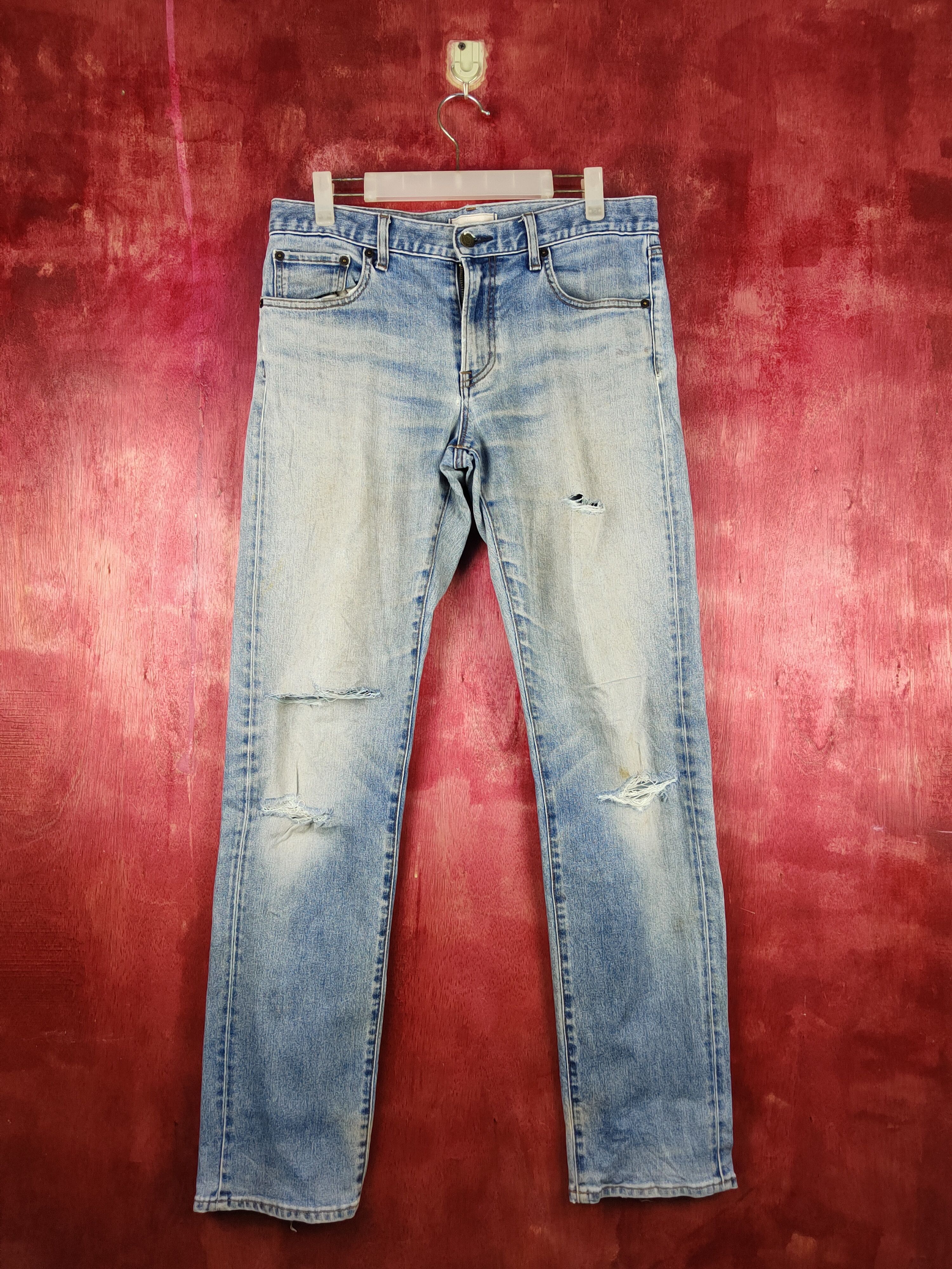 Japanese Brand Uniqlo Blue Distressed Multipocket Denim #S1583 Size US 31 - 1 Thumbnail