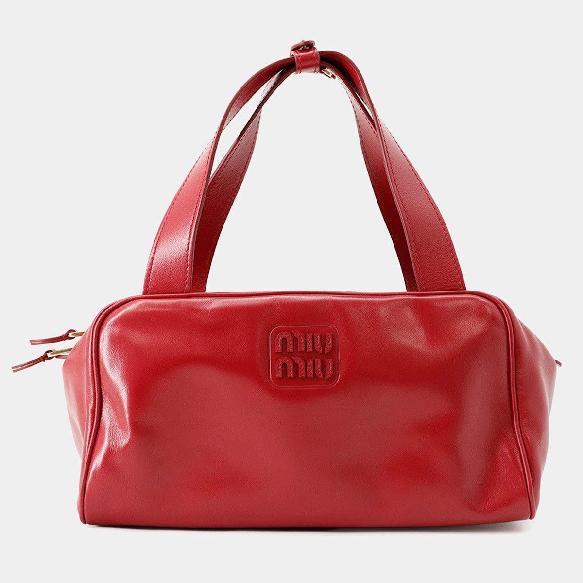 Miu Miu Miu Miu Miu Miu Bowling Small Red Leather Top Handle Bag Size ONE SIZE - 2 Thumbnail
