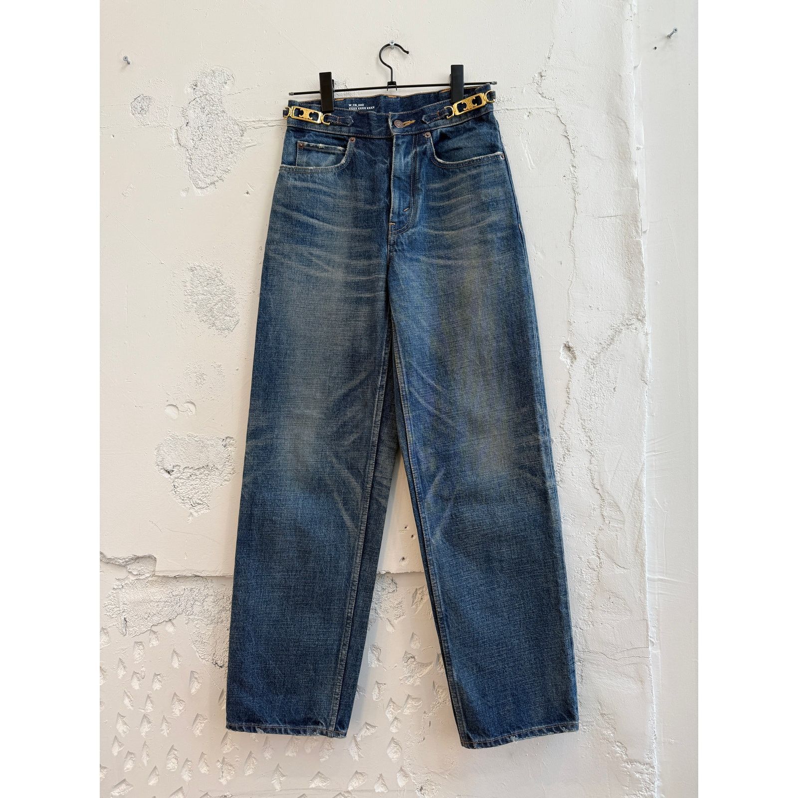 Celine Celine SAMPLE Doublon Logo Chain Dark Union Wash Jeans Size 26" / US 2 / IT 38 - 1 Thumbnail