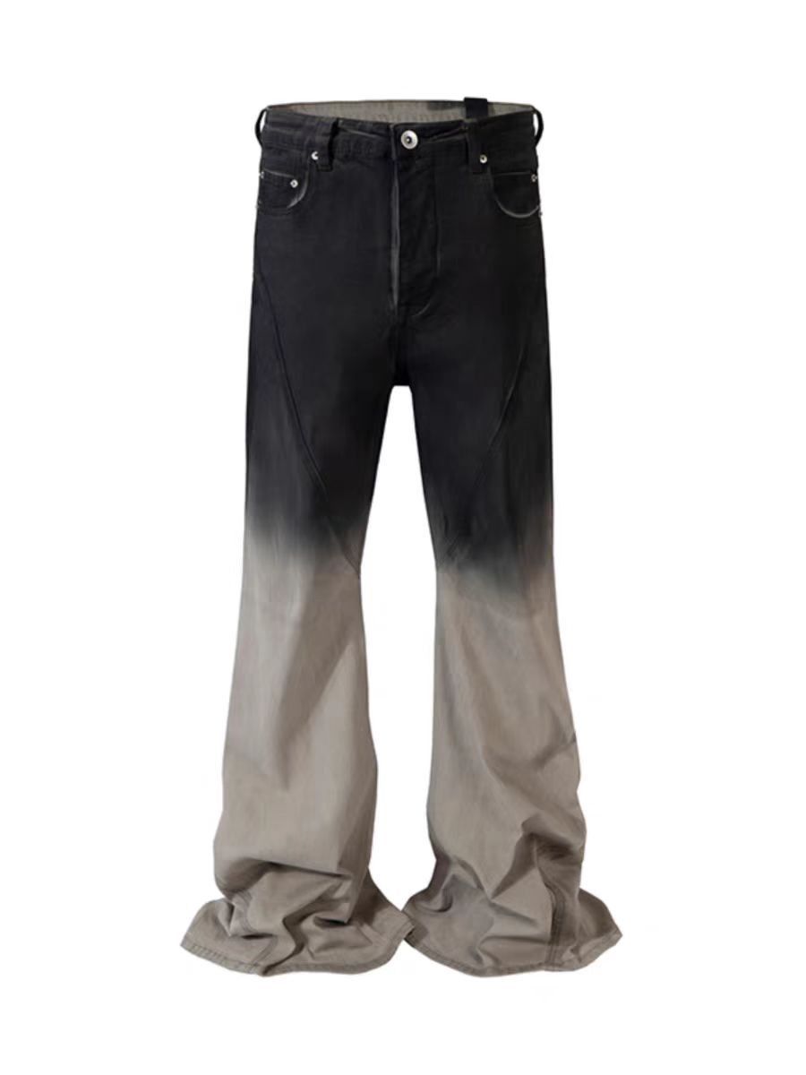 Japanese Brand × Jean Street Gradient Black And White Micro Flare Stacked Jeans Size US 33 - 5 Thumbnail